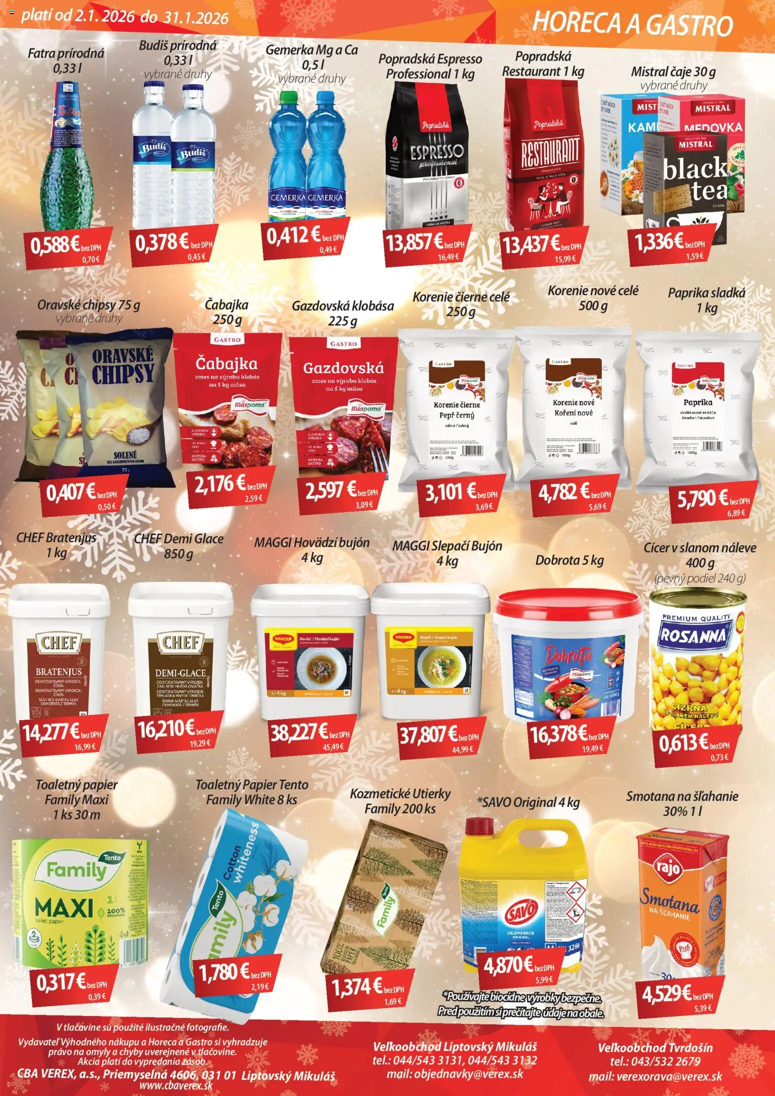 Nové CBA Verex akcie – leták je platný od 02.01.2026 | Strana: 3 | Produkty: Smotana, Savo, Gemerka, Smotana na šľahanie