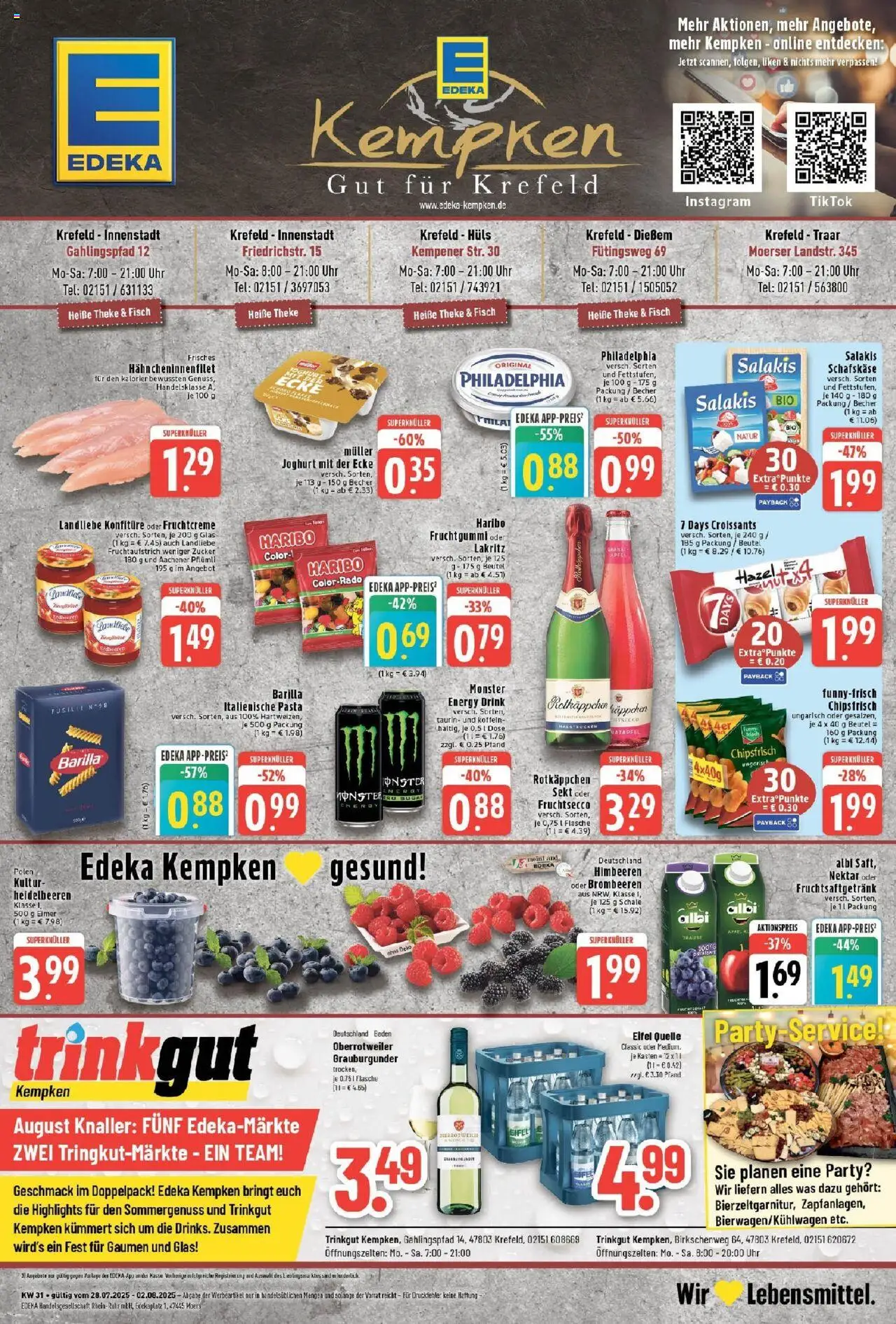 Edeka prospekt Krefeld	 - gültig ab dem 27.07.2025 | Seite: 1 | Produkte: Feta, Croissant, Fisch, Monster