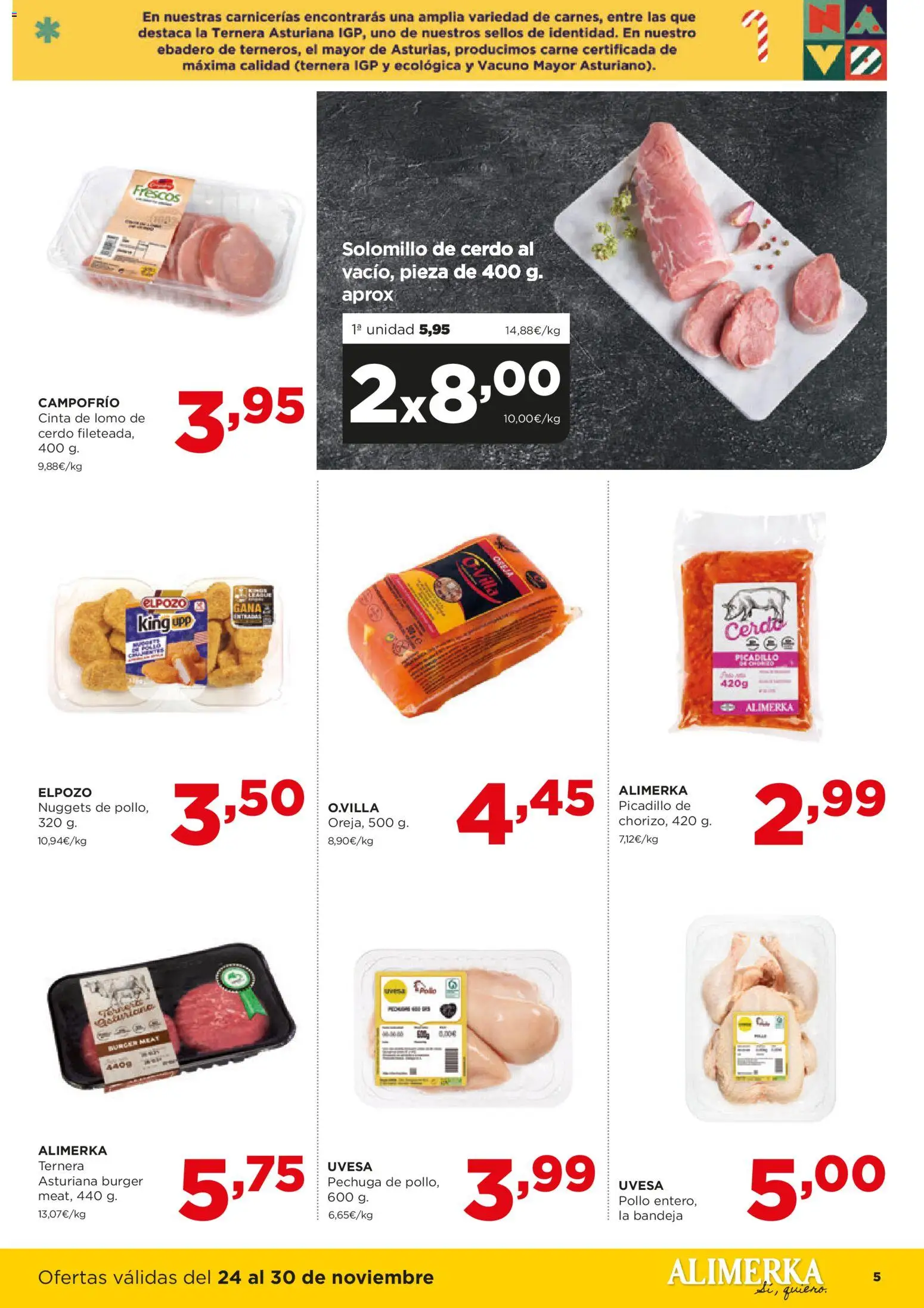 Alimerka - Black Friday │ válido desde el 24.11.2025 | Página: 5 | Productos: Solomillo de cerdo, Cerdo, Bandeja, Nuggets