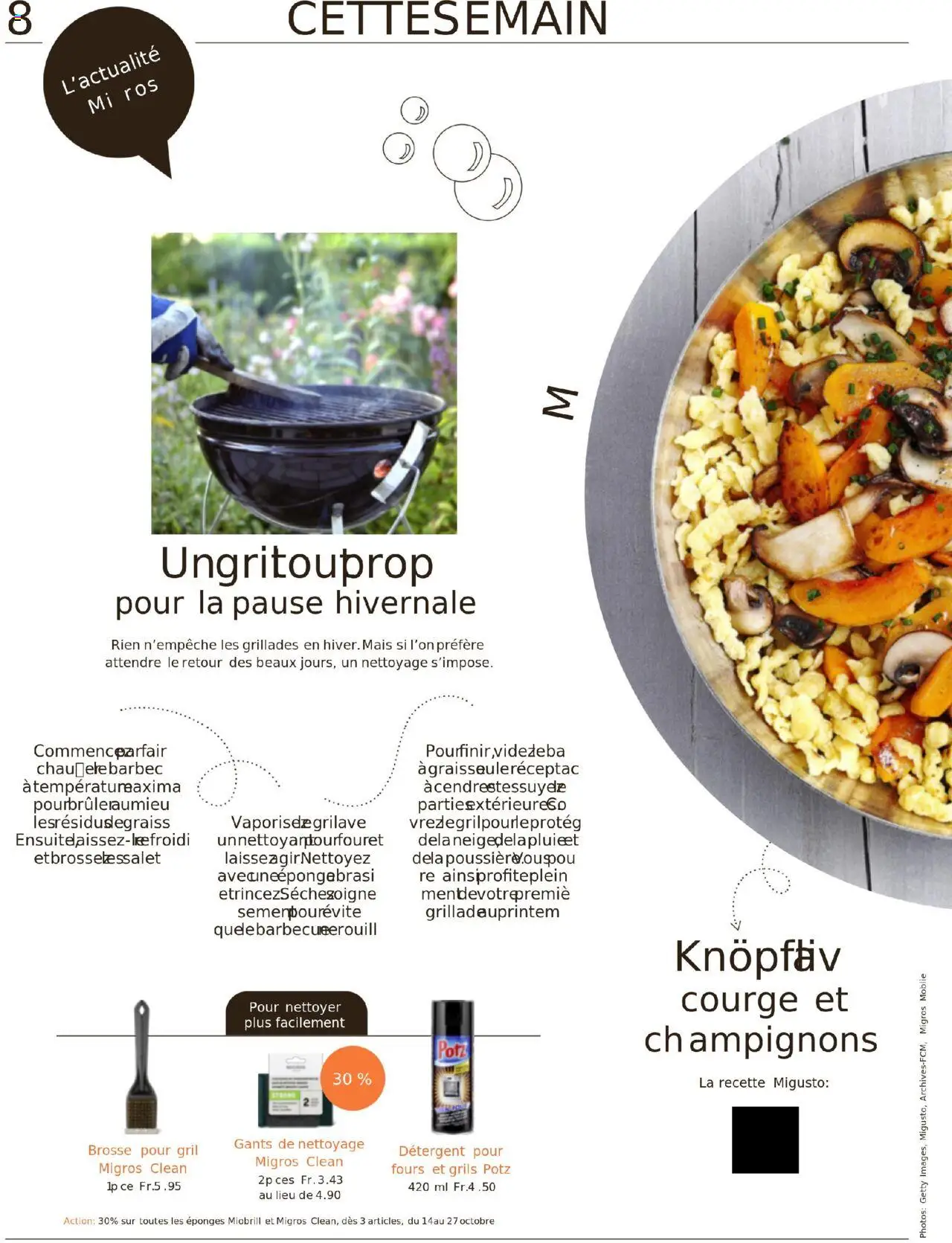 Migros Magazin FR – gültig ab 13.10.2025 | Seite: 8 | Produkte: Champignons, Grill