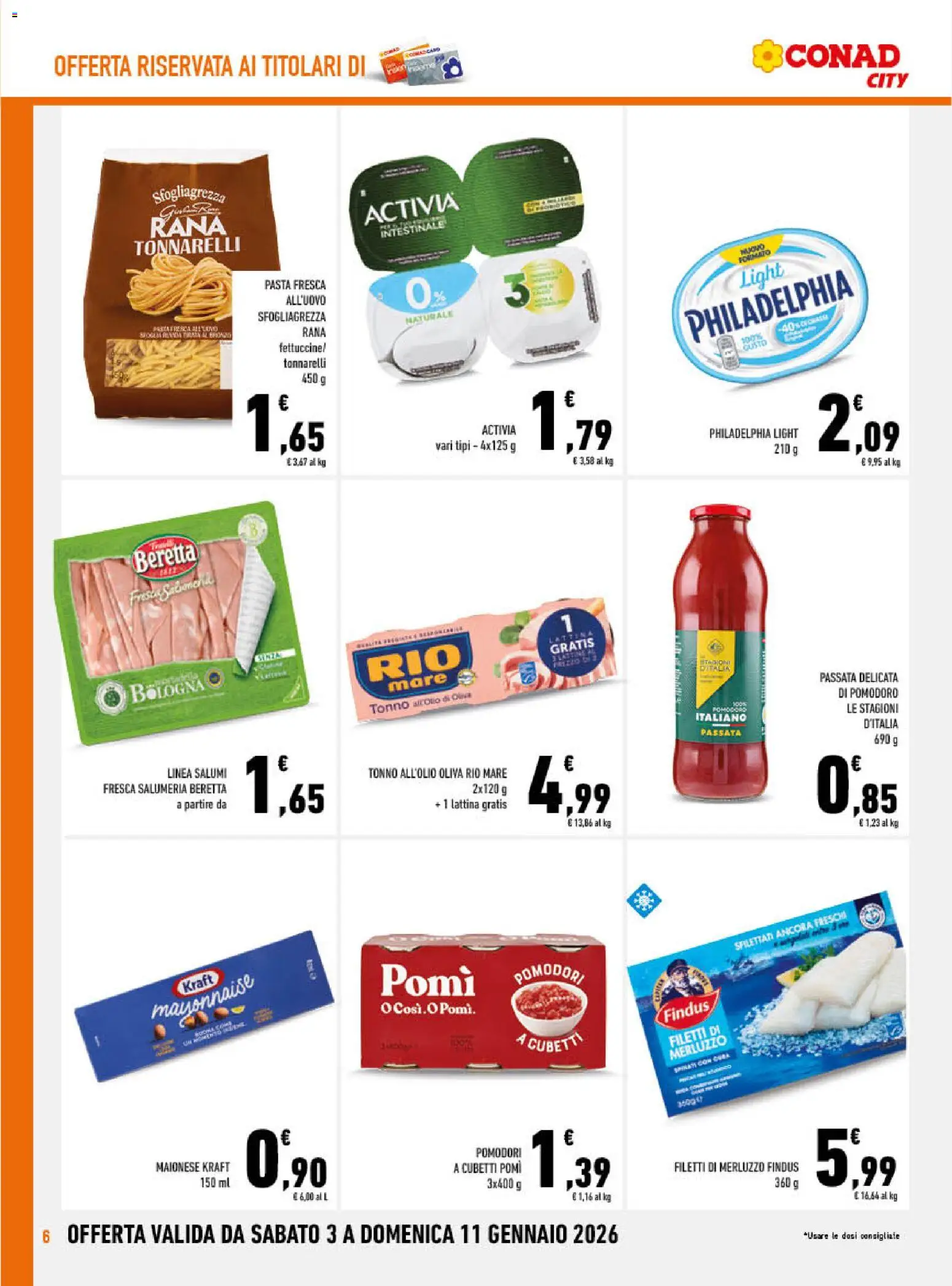 Volantino Conad del 03.01.2026 | Pagina: 6 | Prodotti: Merluzzo, Pomodoro, Pomodori, Pasta