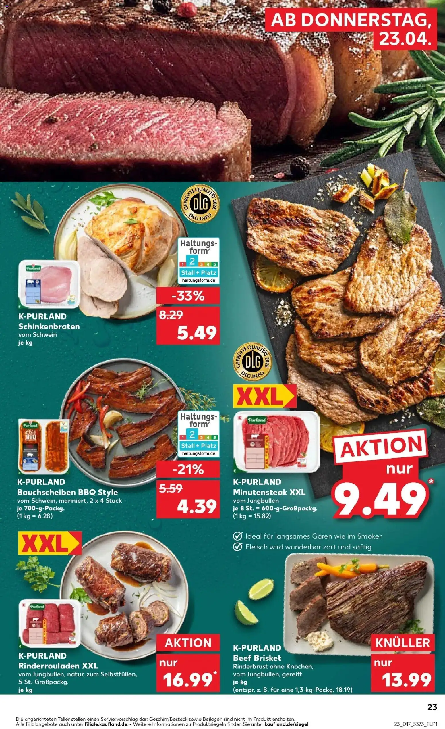 Kaufland Prospekt Delmenhorst	 – gültig ab 23.04.2026 | Seite: 23 | Produkte: Rinderrouladen, Fleisch