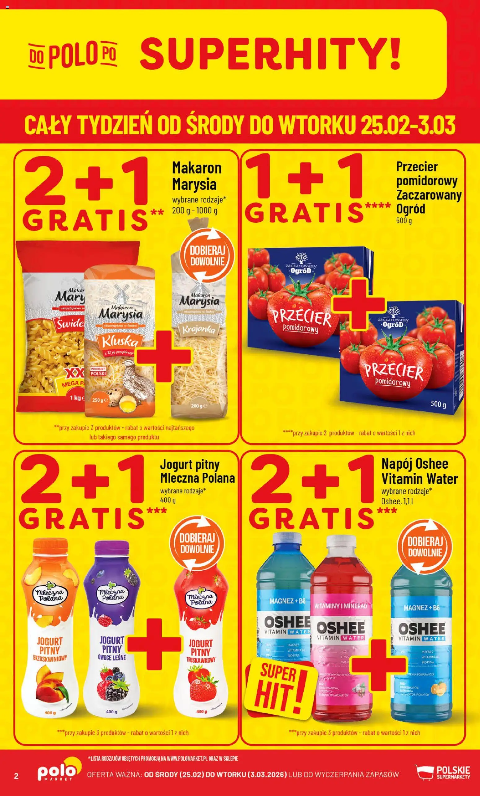 POLOmarket Gazetka od 25.02.2026 | Strona: 2 | Produkty: Jogurt pitny, Jogurt, Makaron, Owoce