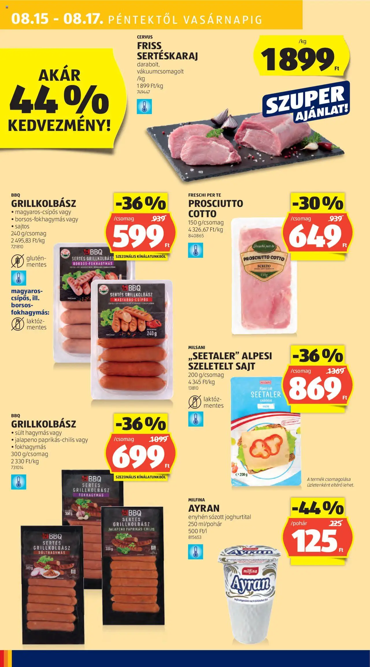 Aldi akciós ujság - amely érvényes a következő dátumtól: 14.08.2025 | Oldal: 50 | Termékek: Grillkolbász, Joghurt, Jalapeno, Szeletelt sajt