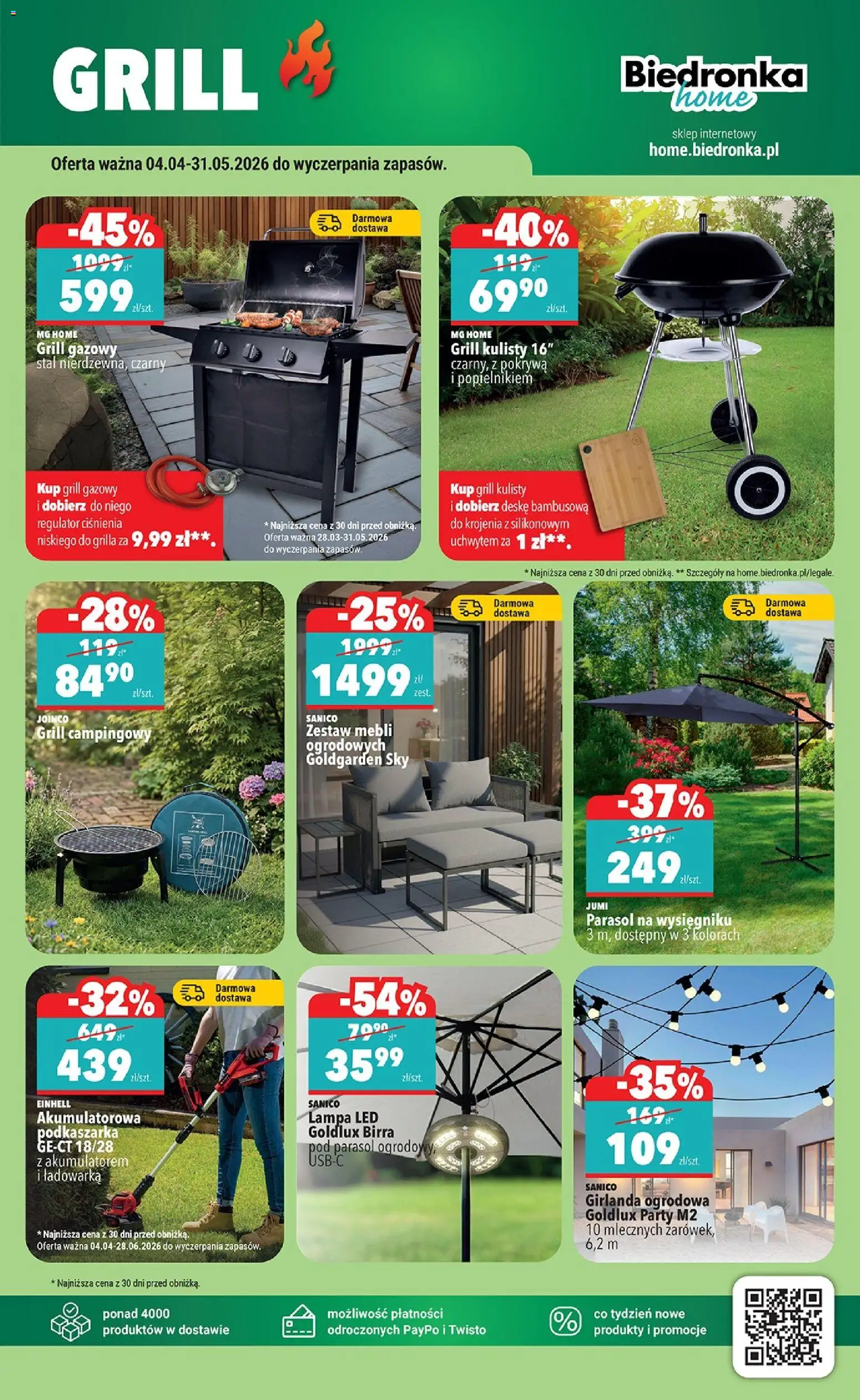 Biedronka gazetka - Hity i inspiracje od 07.04.2026 | Strona: 41 | Produkty: Parasol, Grill, Grill gazowy, Lampa
