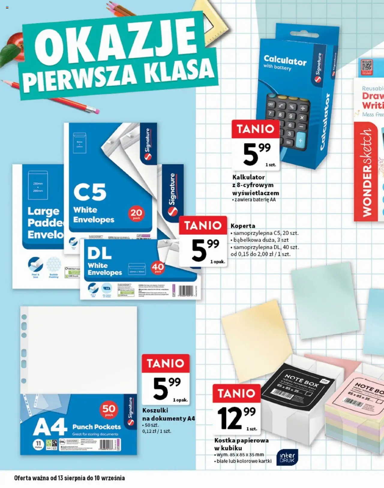Intermarche Gazetka - Okazje pierwsza klasa od 13.08.2025 | Strona: 10 | Produkty: Kalkulator, Baterie
