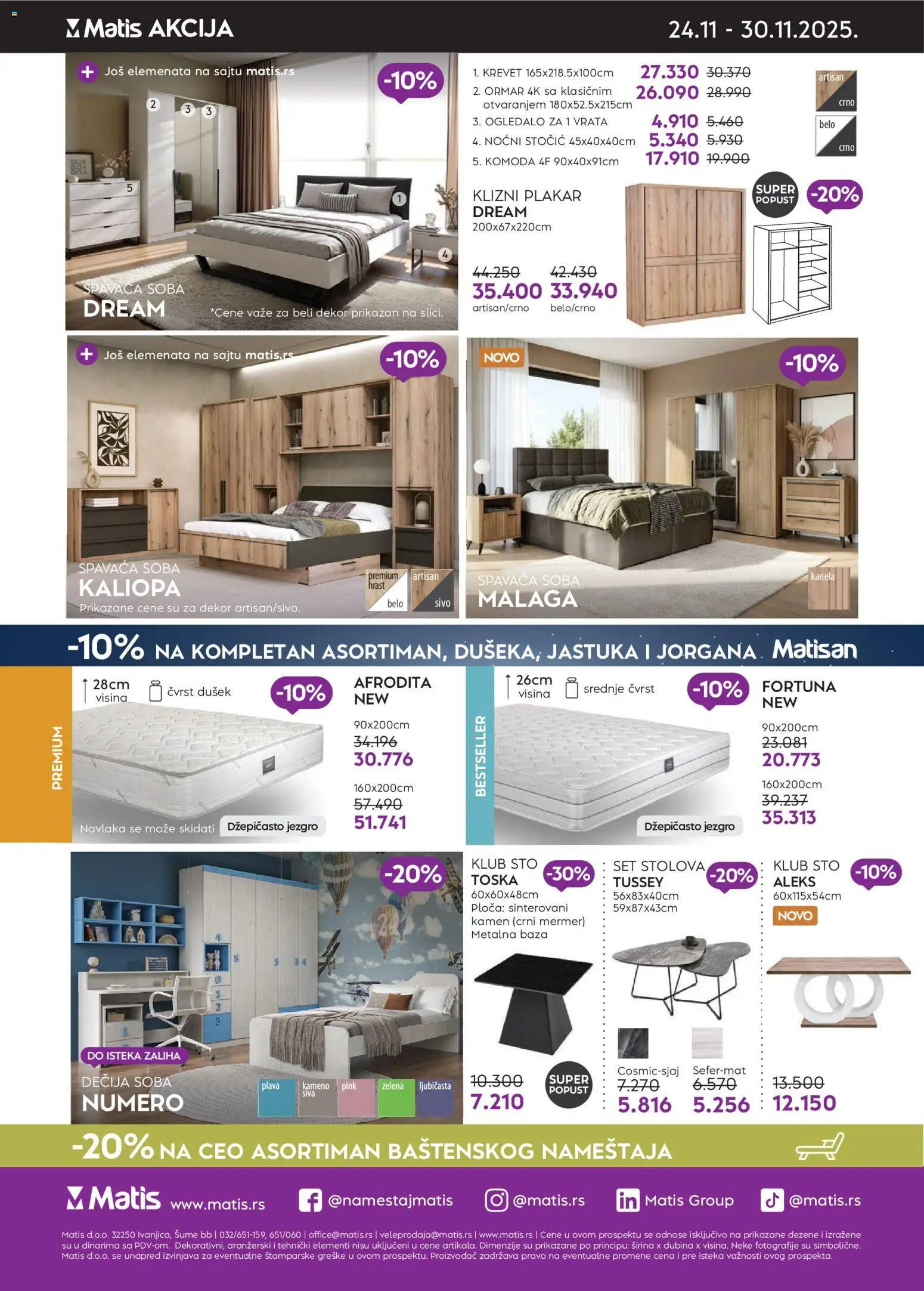 Matis katalog - važi od 24.11.2025 | Strana: 9 | Proizvode: Krevet, Komoda, Sto, Vrata