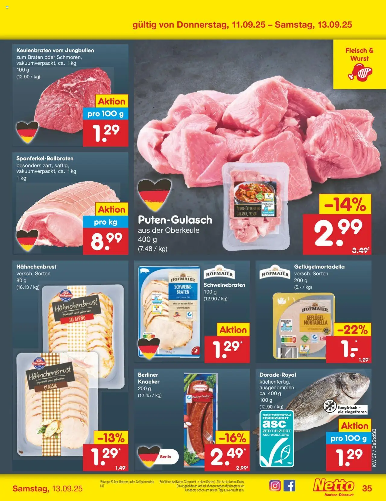Netto Marken-Discount Prospekt 	 – gültig ab 08.09.2025 | Seite: 53 | Produkte: Berliner, Wurst, Fleisch, Hahnchenbrust