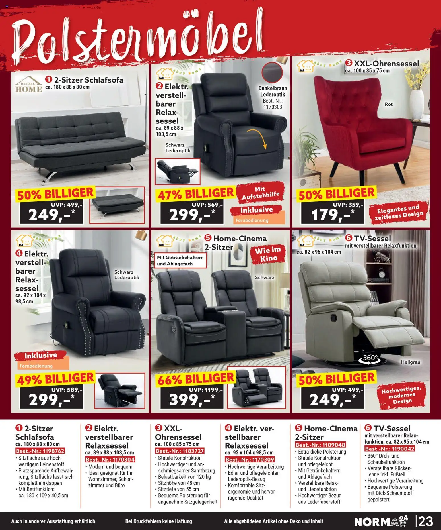 Norma Bestellmagazin  gültig ab 01.11.2025 | Seite: 23 | Produkte: Sessel