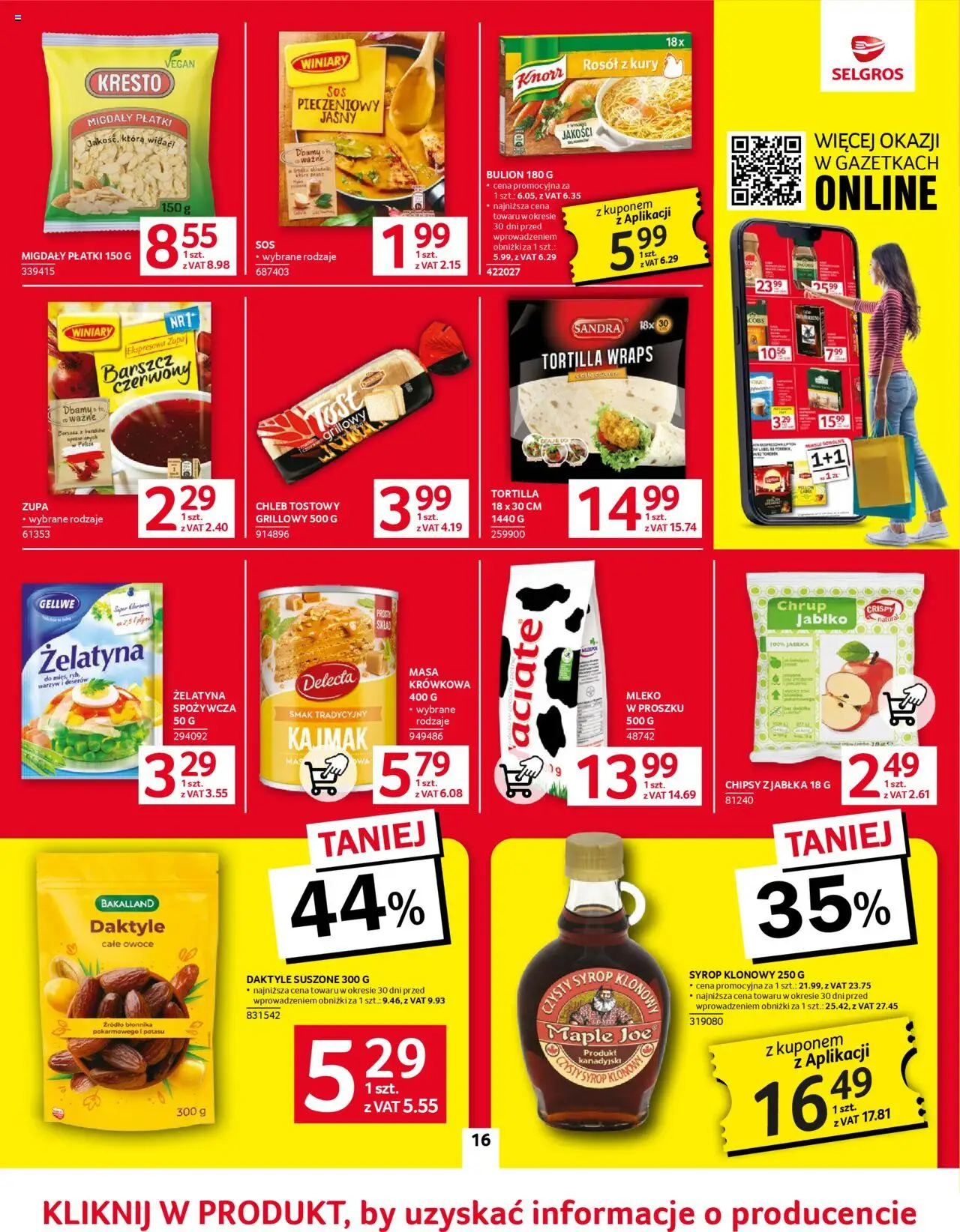 Selgros cash&carry Gazetka od 05.06.2025 | Strona: 16 | Produkty: Daktyle, Chleb tostowy, Mleko, Zupa