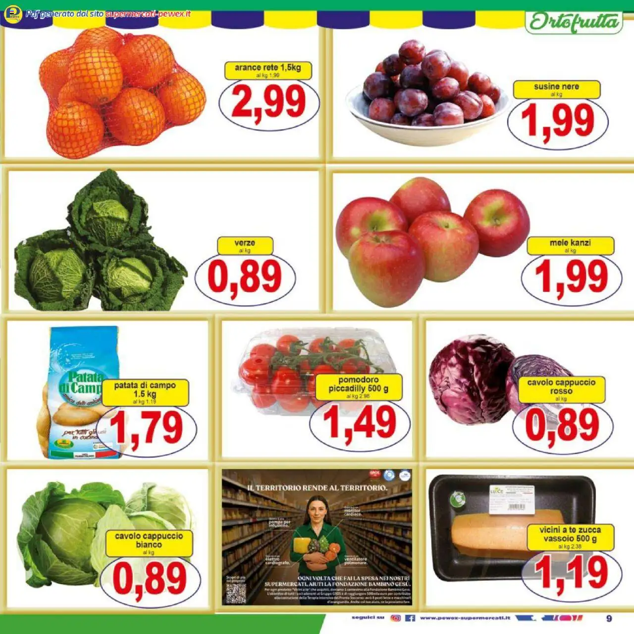 Volantino Pewex del 08.10.2025 | Pagina: 9 | Prodotti: Cavolo, Zucca, Cappuccio, Vassoio