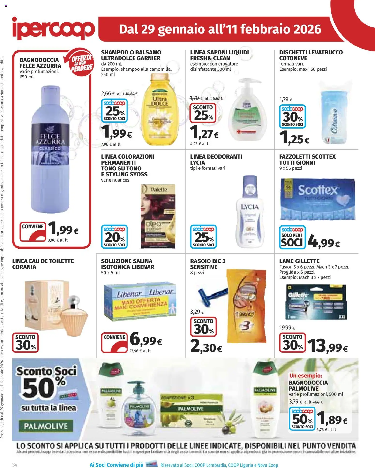 Volantino Ipercoop del 29.01.2026 | Pagina: 34 | Prodotti: Shampoo, Balsamo, Fazzoletti, Data