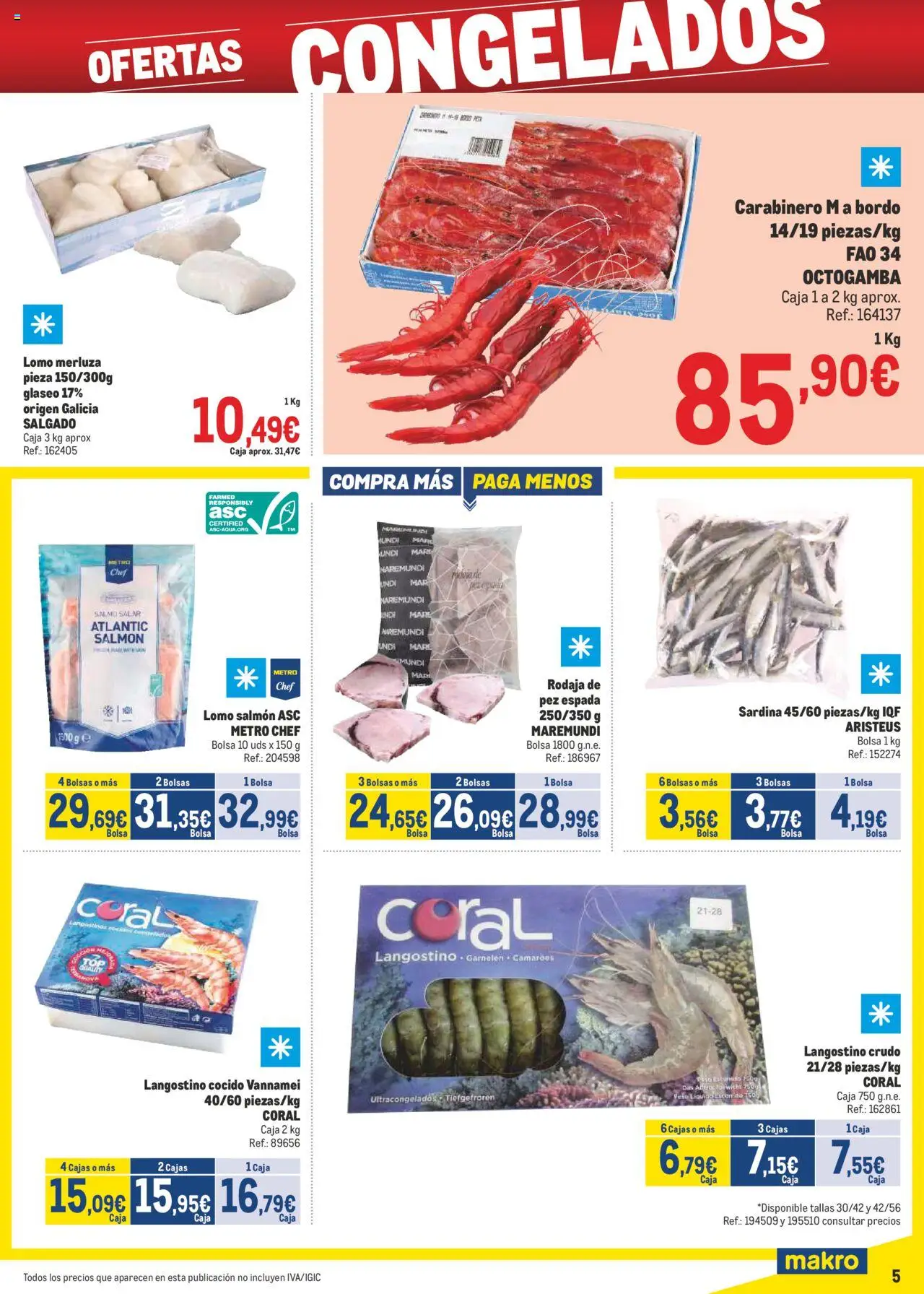 Makro - Precios Centro │ válido desde el 04.08.2025 | Página: 5 | Productos: Bolsa, Caja, Langostino