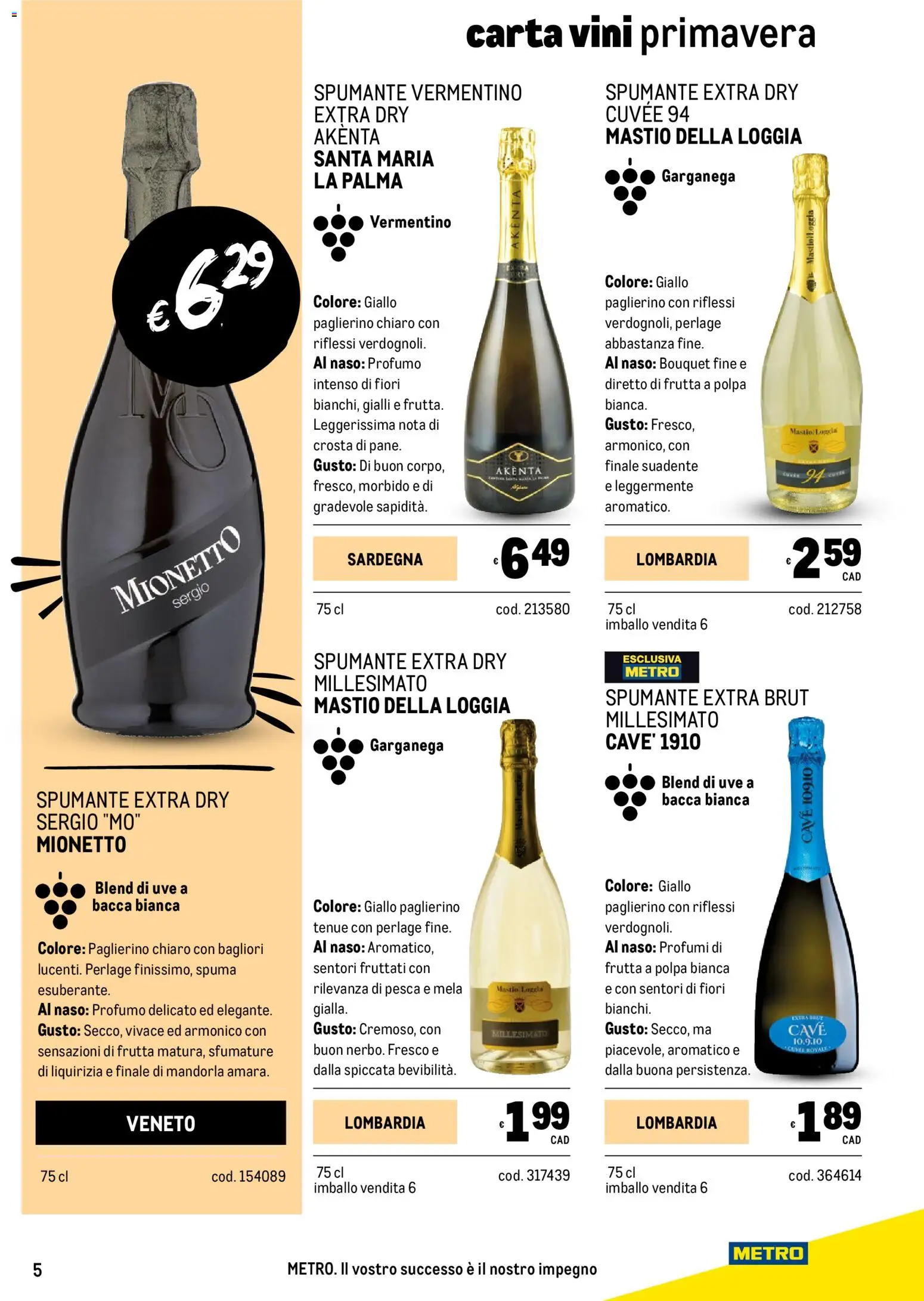 Volantino Metro del 05.03.2026 | Pagina: 5 | Prodotti: Frutta, Pesca, Spumante, Profumo