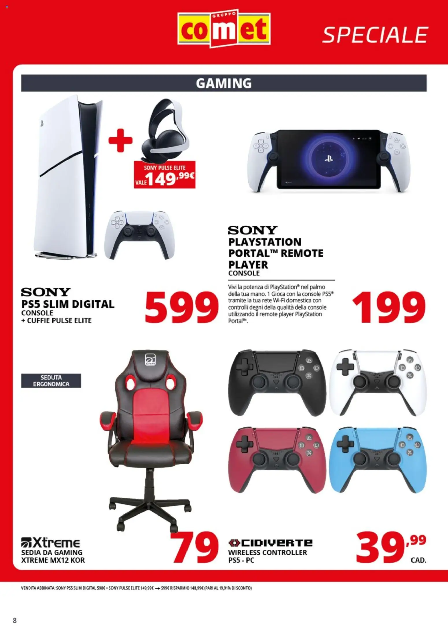 Volantino Comet del 10.03.2026 | Pagina: 8 | Prodotti: PC, Cuffie, Playstation, Sedia