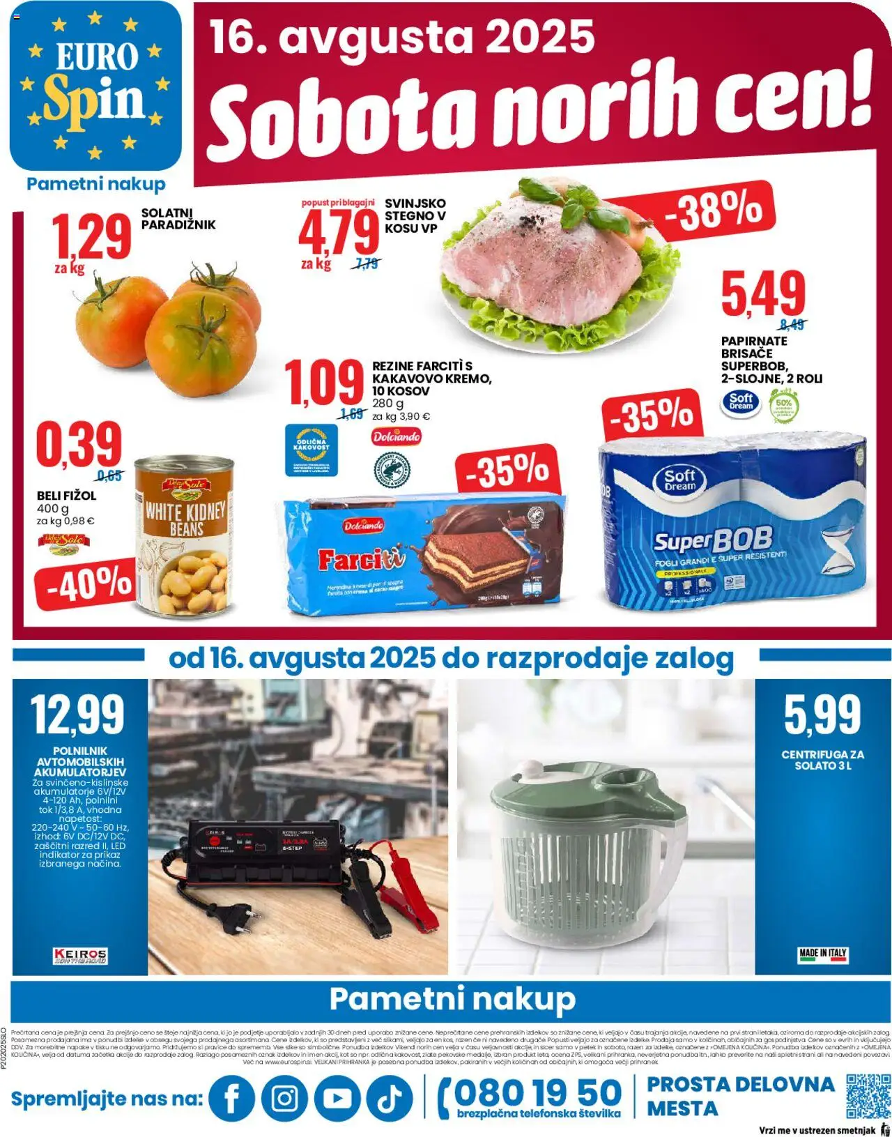 Eurospin - Ljubljana │ velja od 14.08.2025 | Stran: 16 | Izdelki: Papirnate brisače, Polnilnik, Paradiznik