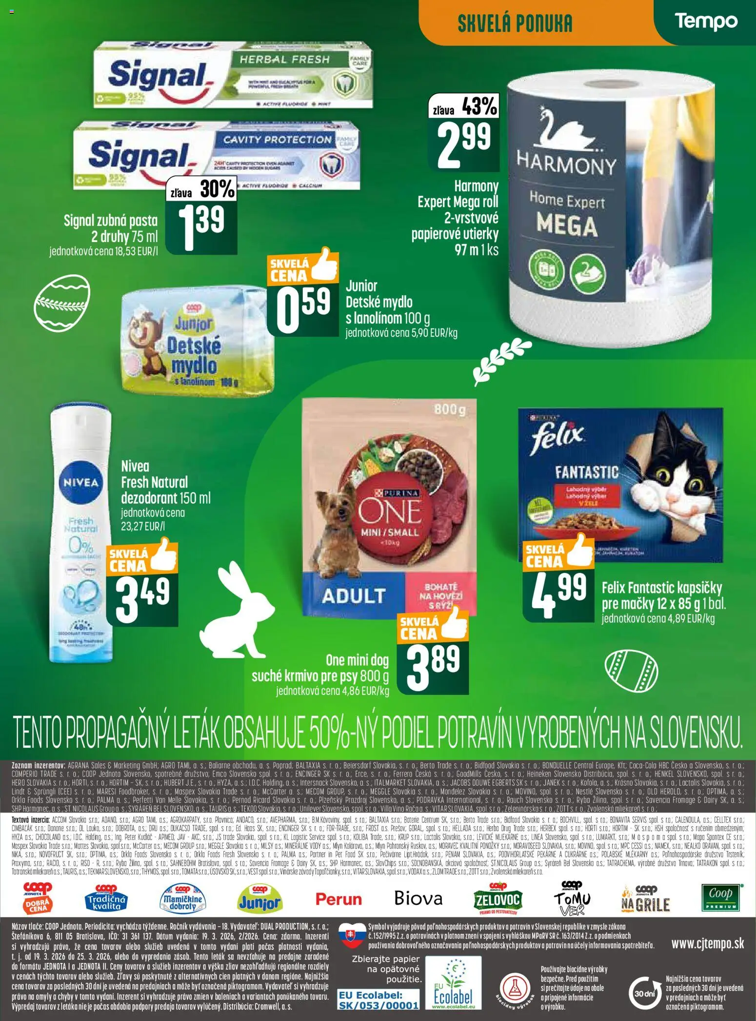Nové COOP Jednota akcie – leták je platný od 19.03.2026 | Strana: 23 | Produkty: Felix, Mydlo, Dezodorant, Ponožky