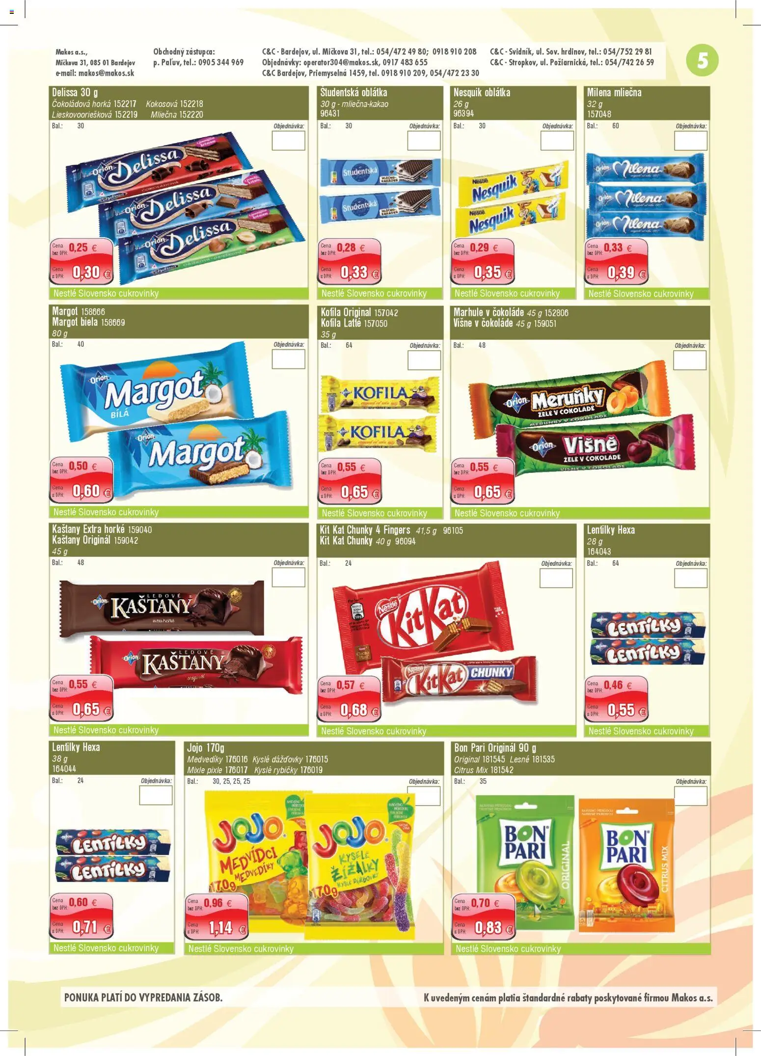 Nové Makos akcie – leták je platný od 03.11.2025 | Strana: 5 | Produkty: Višne, Marhule, Nesquik