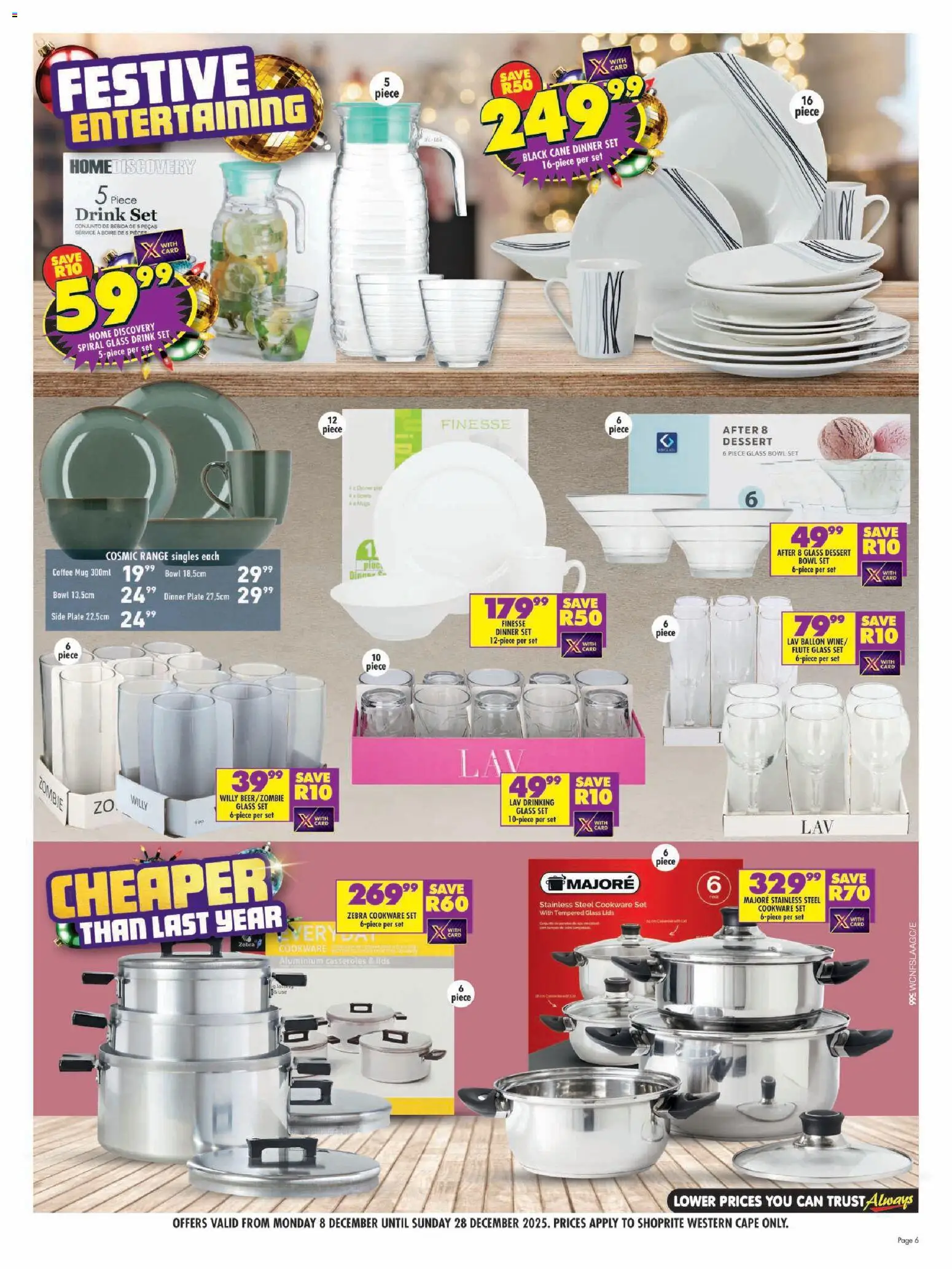 New Shoprite catalogue – valid from 08.12.2025 | Page: 6 | Products: Glass set, Coffee, Beer, Cookware