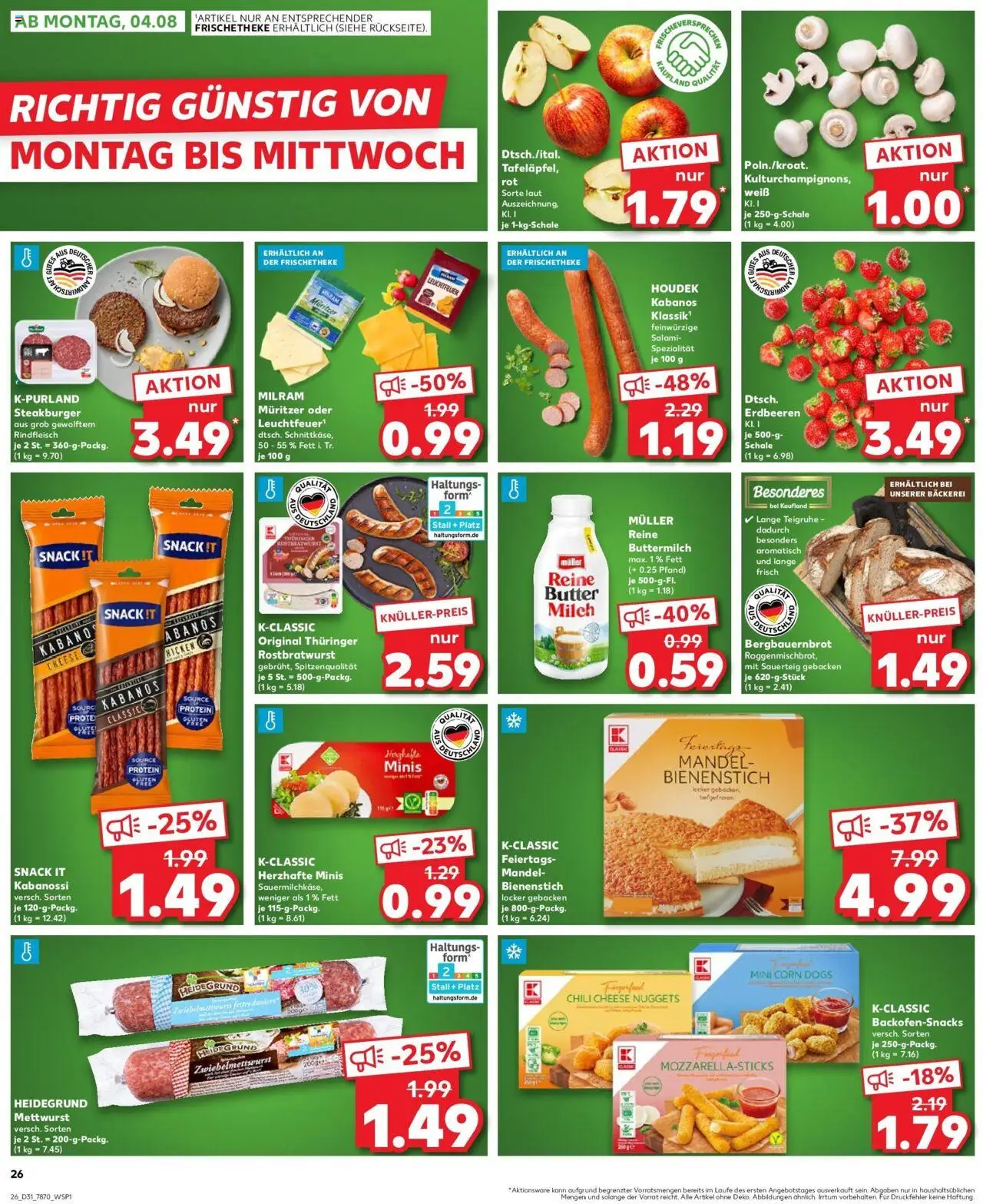 Kaufland prospekt Weingarten	 - gültig ab dem 03.08.2025 | Seite: 1 | Produkte: Buttermilch, Butter, Burger, Erdbeeren