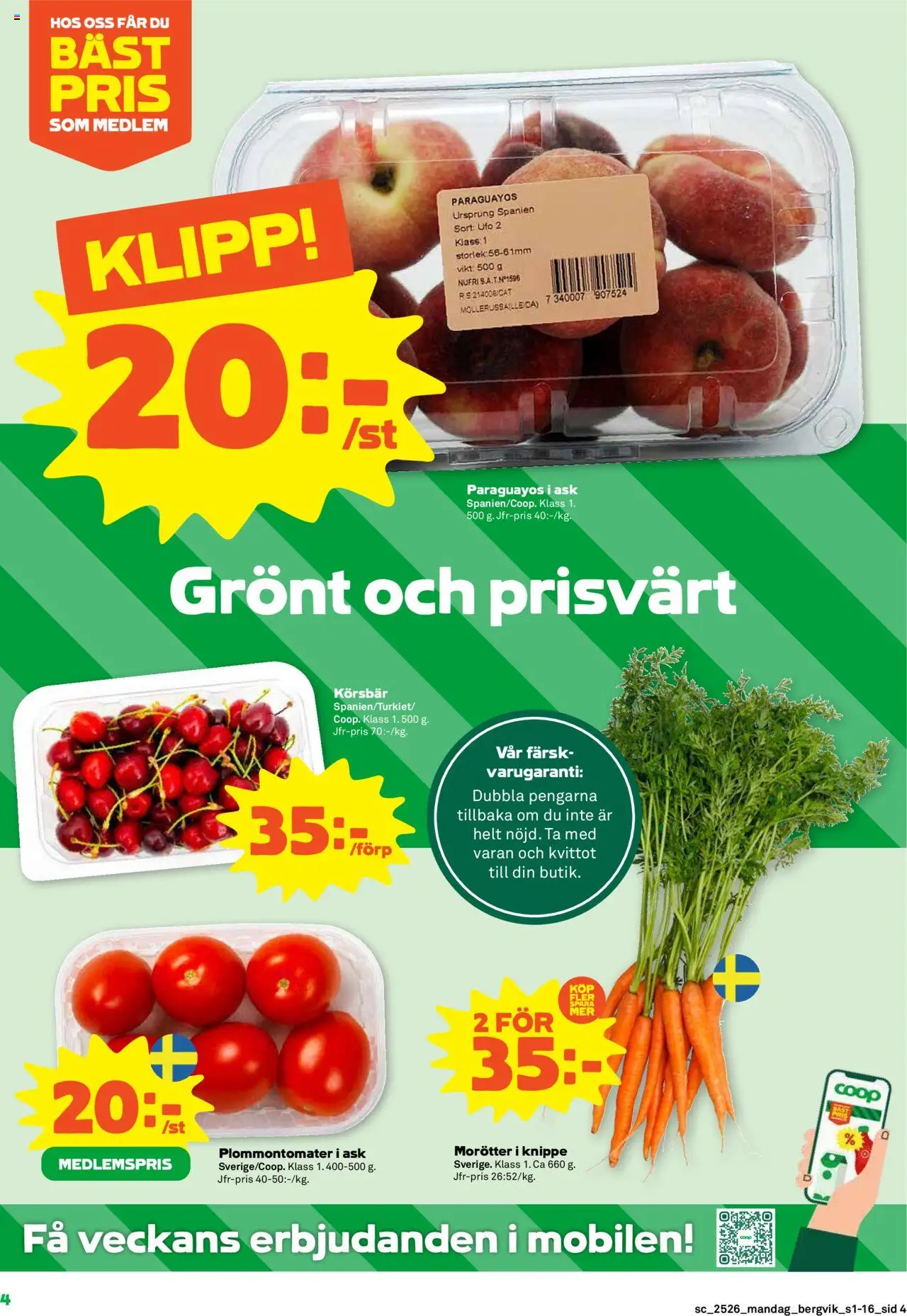 Stora Coop reklamblad aktuell från 23.06.2025 | Sida: 4 | Produkter: Körsbär