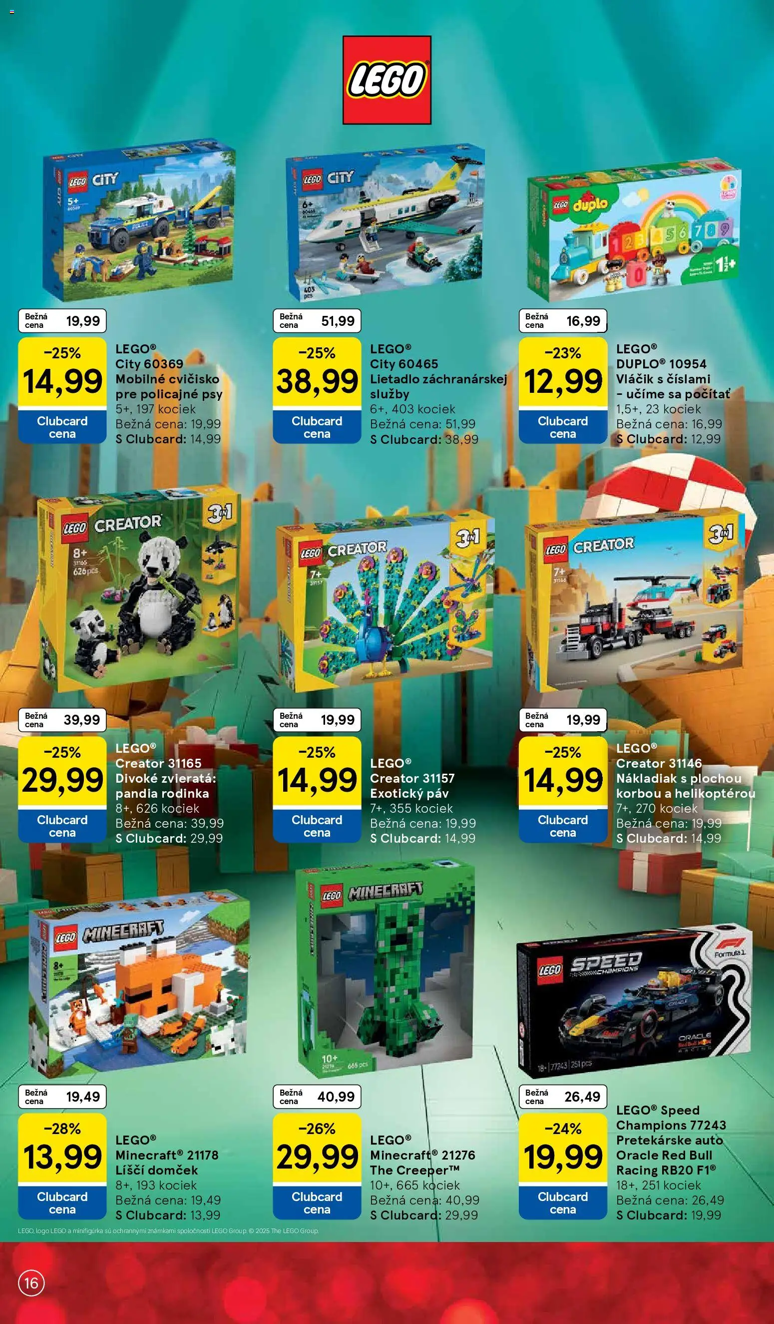 Nové Tesco akcie – leták je platný od 27.10.2025 | Strana: 16 | Produkty: LEGO, Red Bull