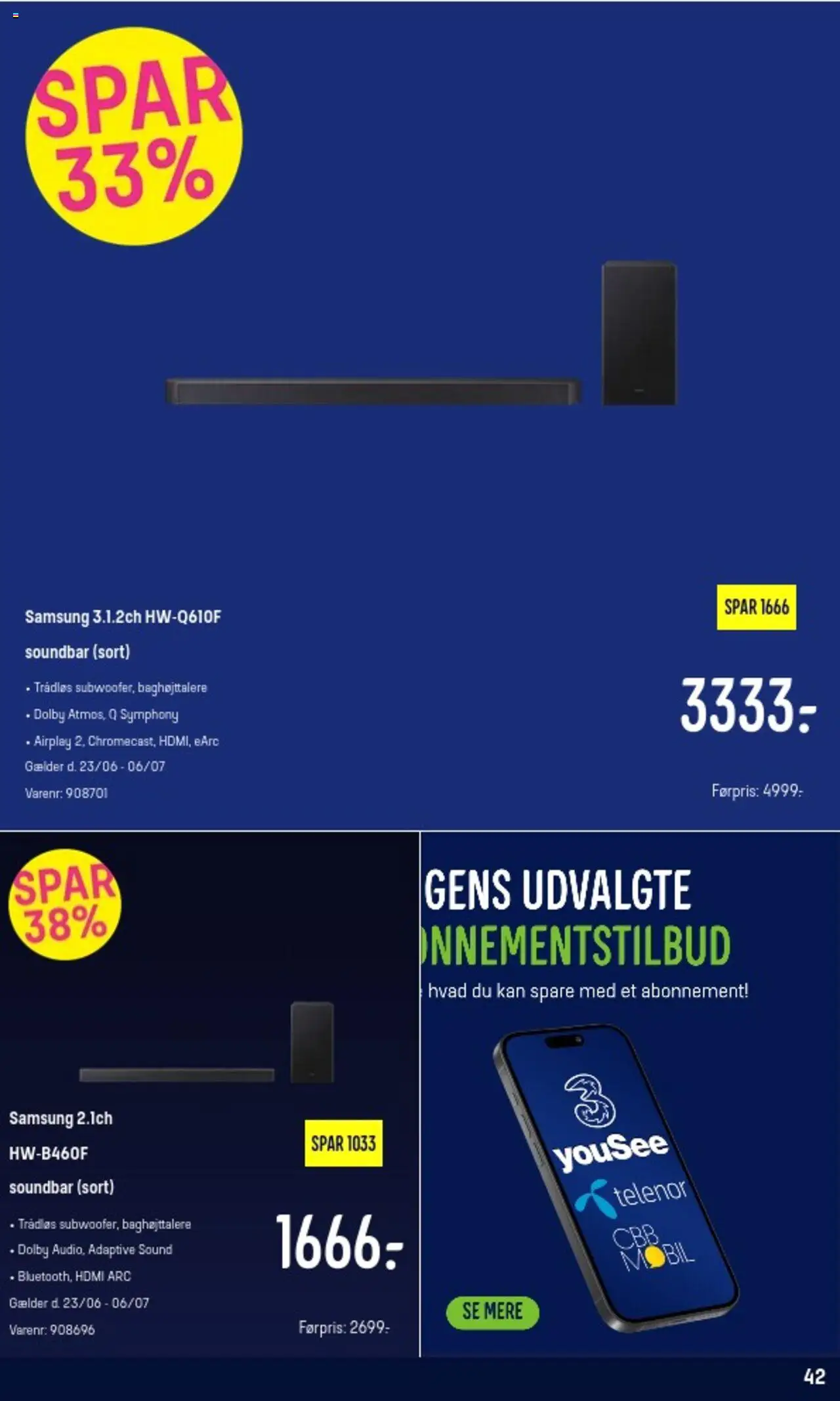 Elgiganten Tilbudsavis gyldig fra 23.06.2025 | Side: 42 | Produkter: Soundbar