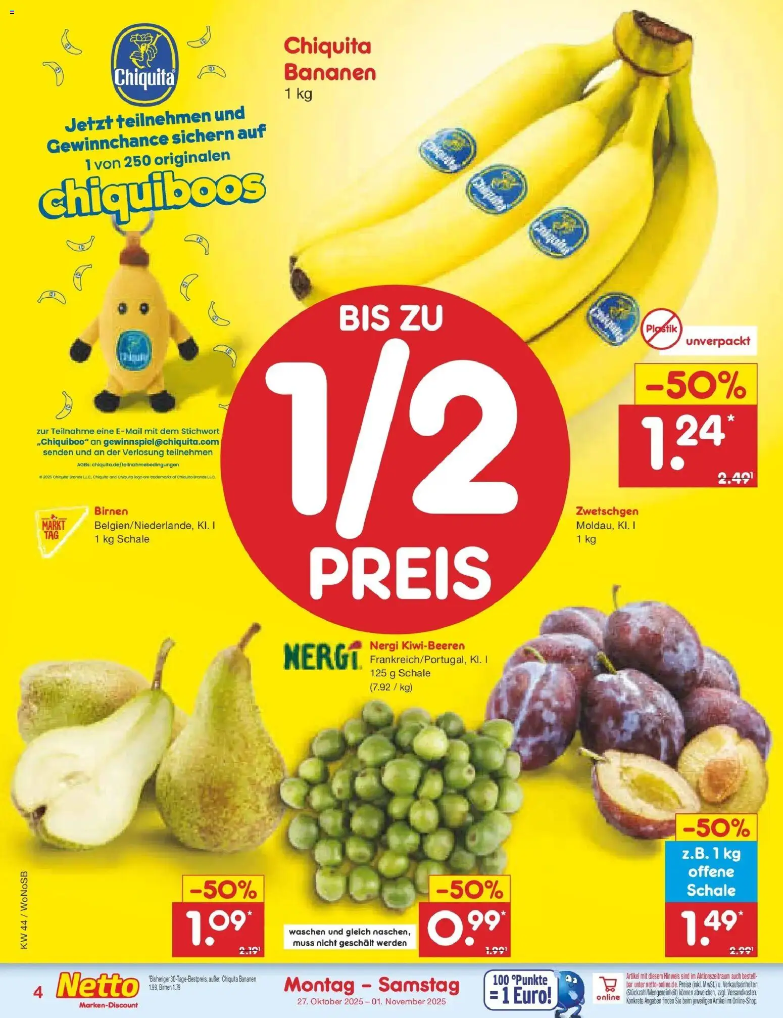 Netto Marken-Discount prospekt Pirna	 – gültig ab 27.10.2025 | Seite: 4 | Produkte: Bananen, Zwetschgen