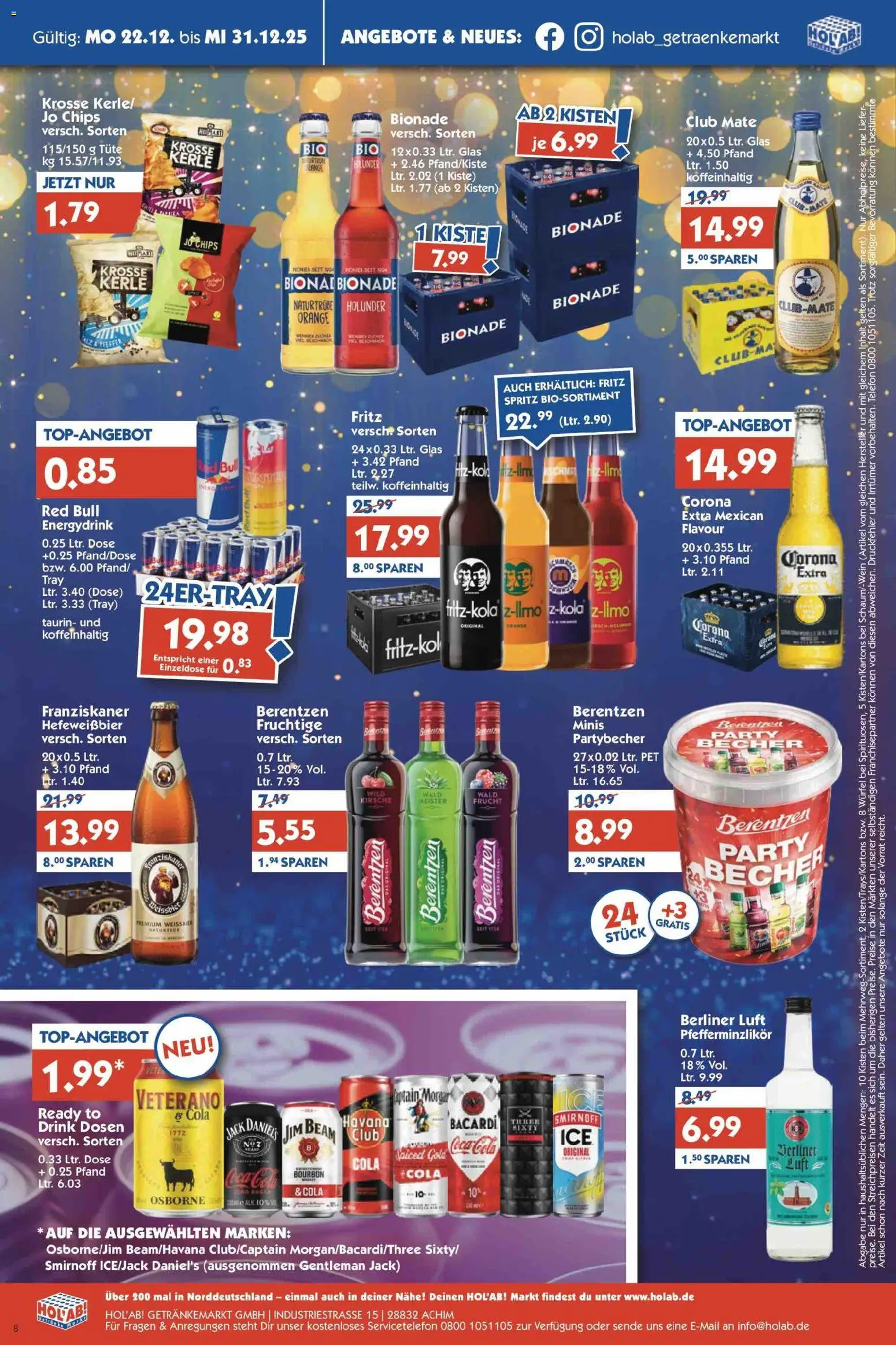 HOL’AB! Prospekt – gültig ab 22.12.2025 | Seite: 8 | Produkte: Berliner, Jim beam, Franziskaner, Telefon