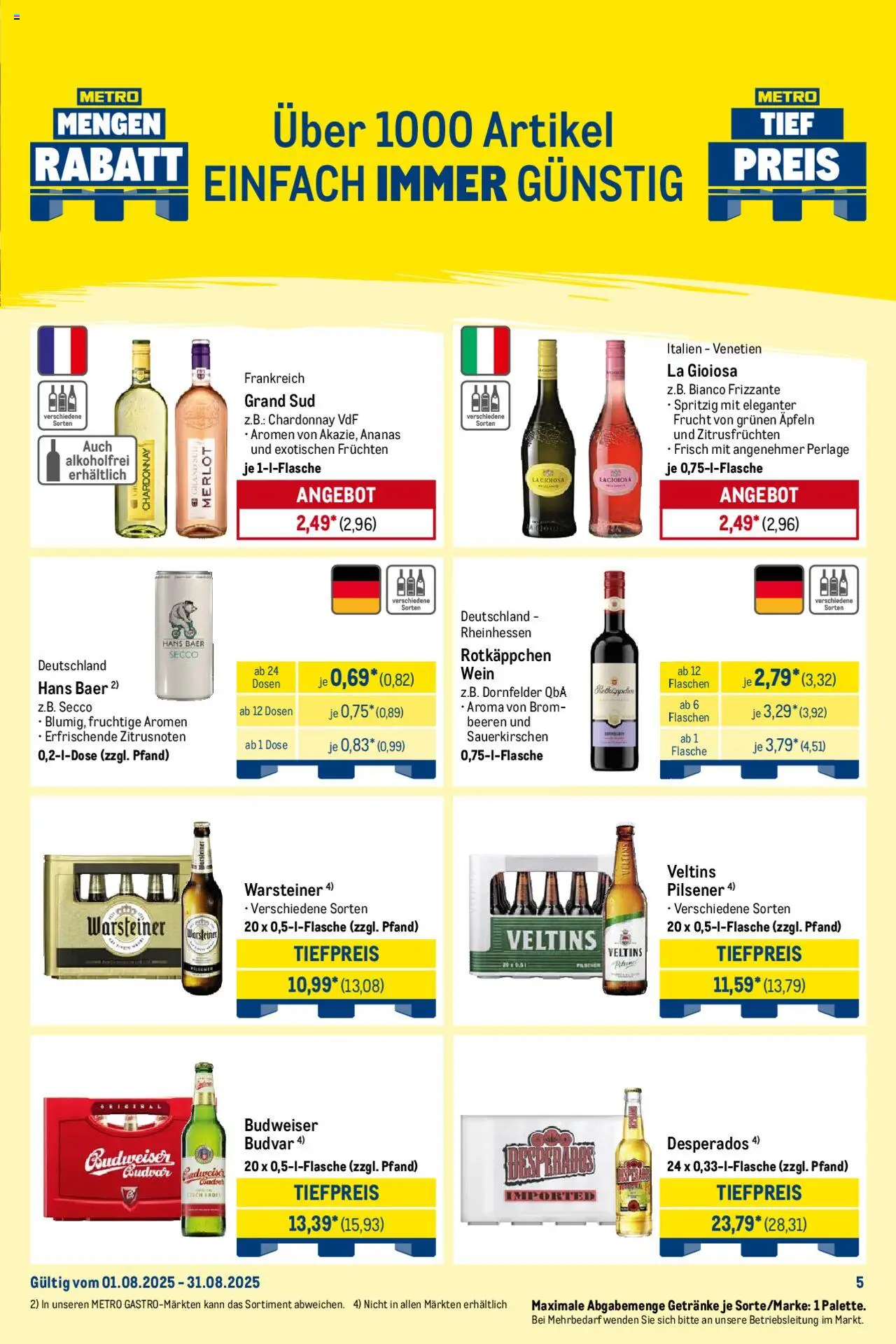 Metro Wochen-Angebote Händler - gültig ab dem 18.08.2025 | Seite: 12 | Produkte: Merlot, Warsteiner, Rotkäppchen, Veltins