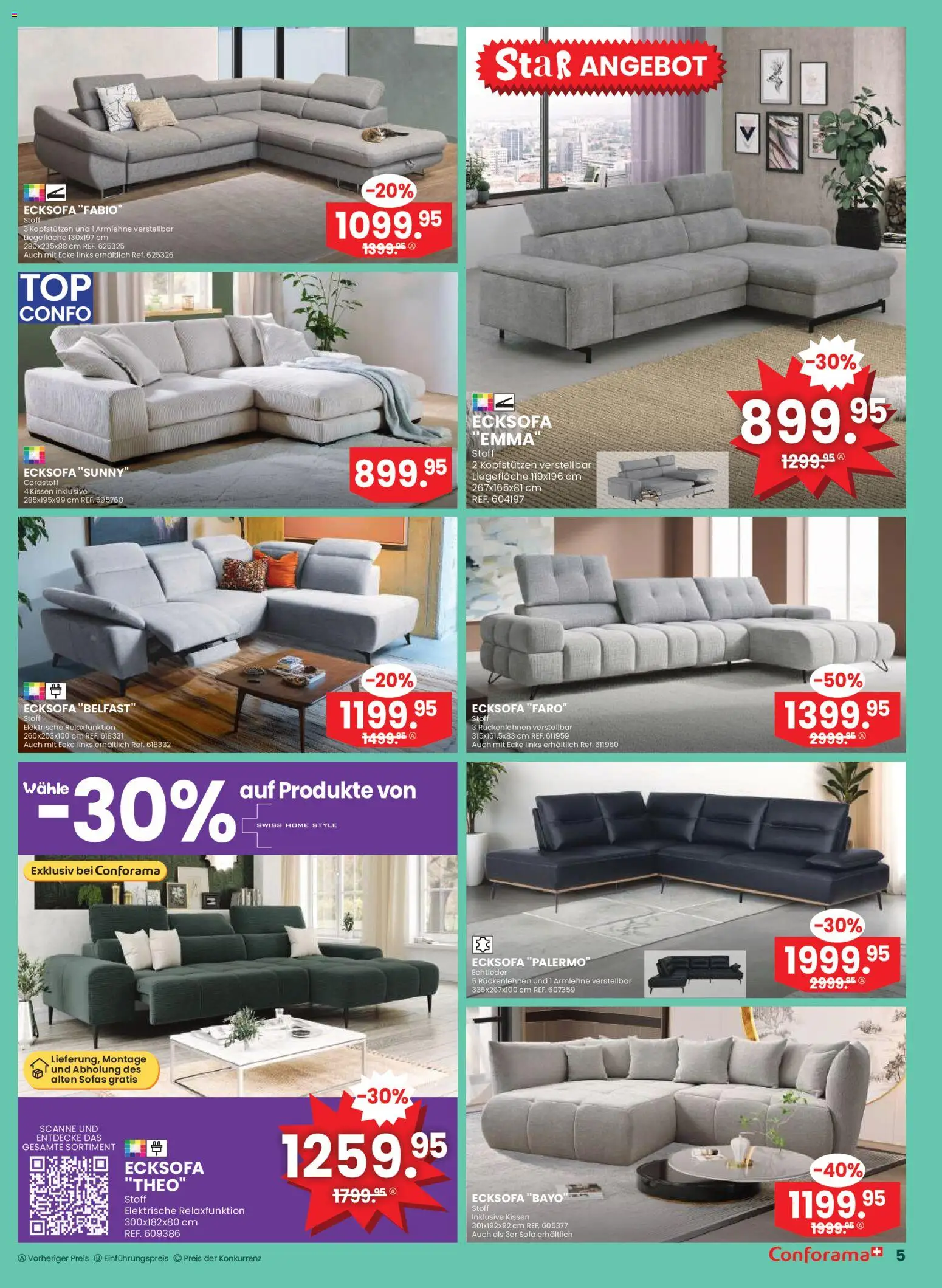 Conforama Aktionen Möbel und Matrazen – gültig ab 28.01.2026 | Seite: 5 | Produkte: Kissen, Sofa, Ecksofa