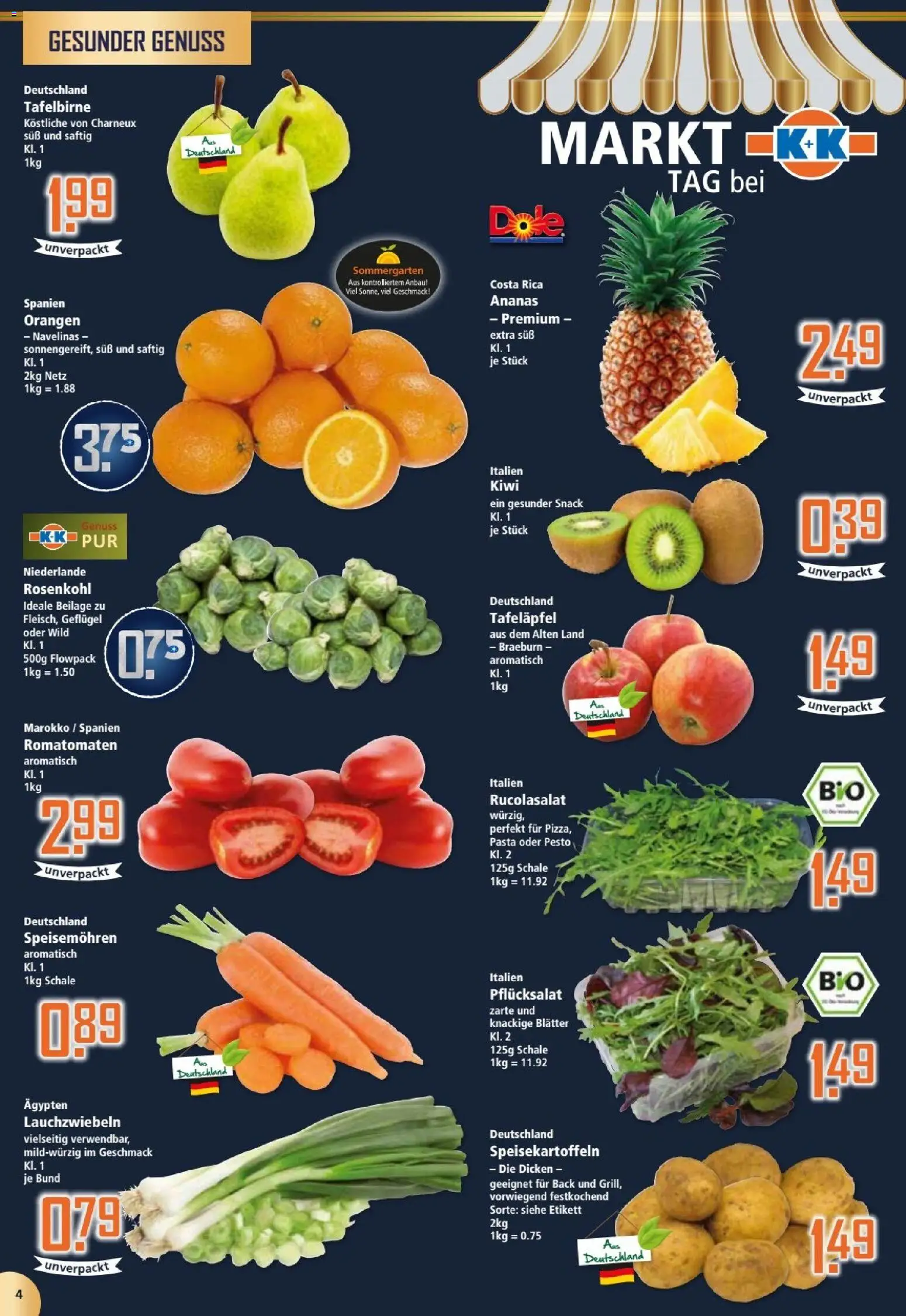 Klaas & Kock Prospekt – gültig ab 29.12.2025 | Seite: 4 | Produkte: Orangen, Ananas, Pasta