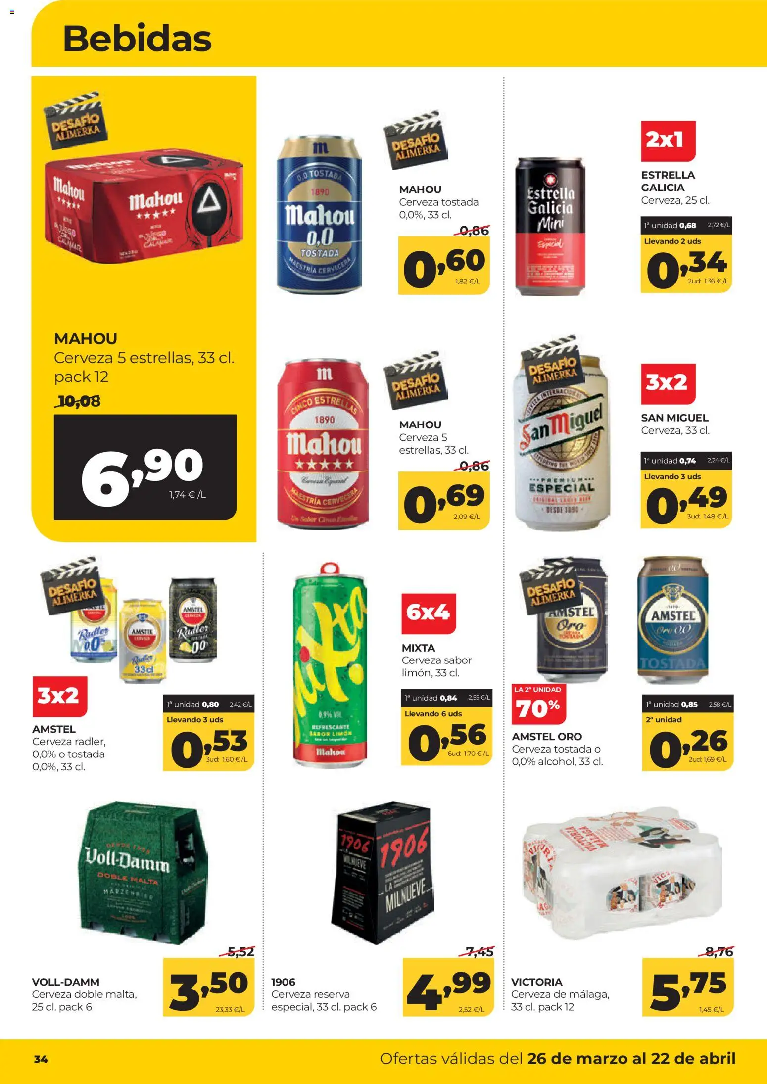 Alimerka Mensual del 26 de marzo al 22 de abril Castilla y León │ válido desde el 26.03.2026 | Página: 34 | Productos: Cerveza