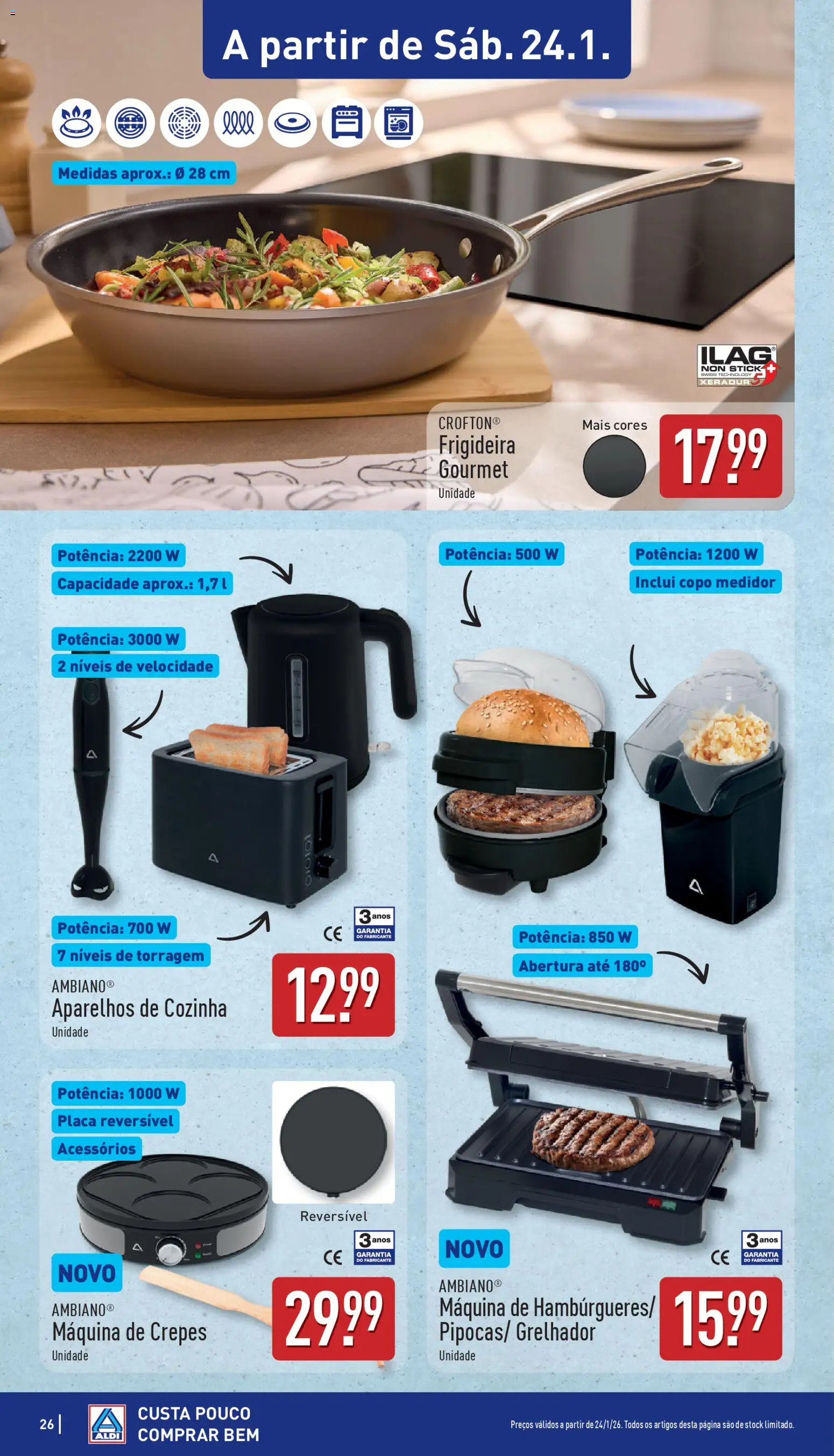 Aldi folheto │ válido de 19.01.2026 | Página: 26 | Produtos: Frigideira, Máquina de crepes