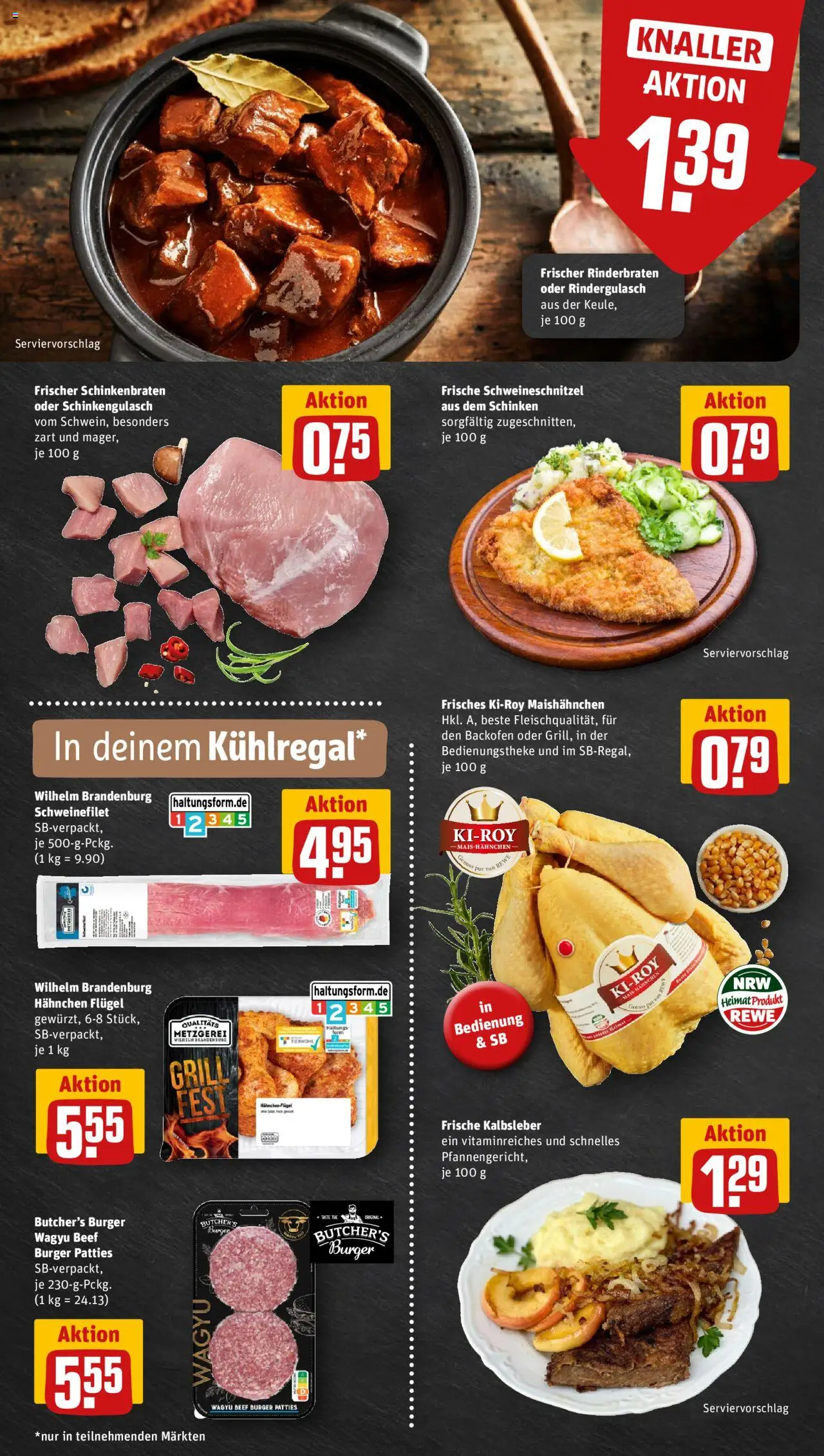 Rewe ihr Kaufpark Prospekt 	 - gültig ab dem 11.08.2025 | Seite: 6 | Produkte: Rindergulasch, Burger, Kalbsleber, Schinken