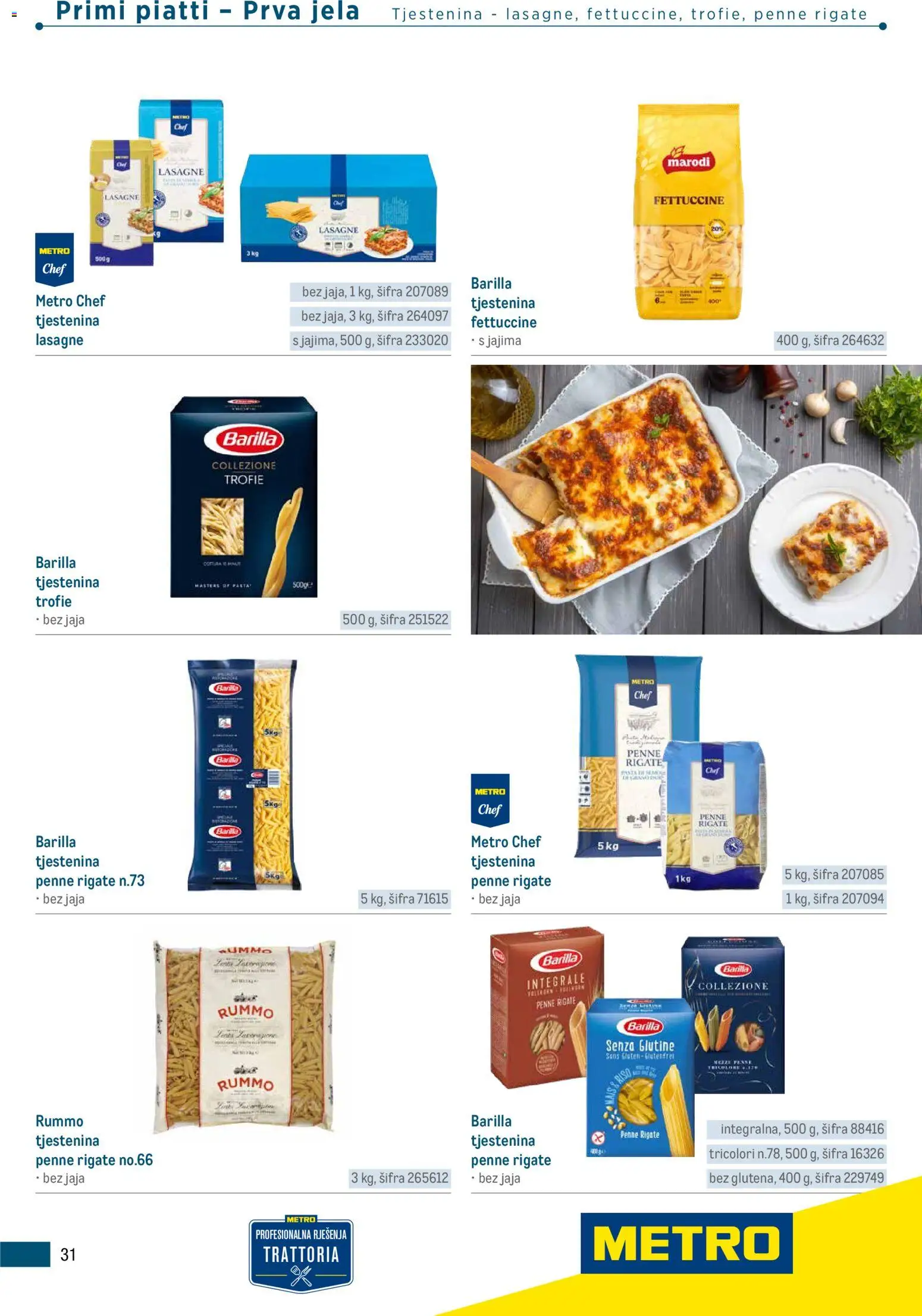 Metro katalog | vrijedi od 05.03.2026 | Stranica: 31 | Proizvodi: Lasagne, Jaja, Tjestenina, Barilla