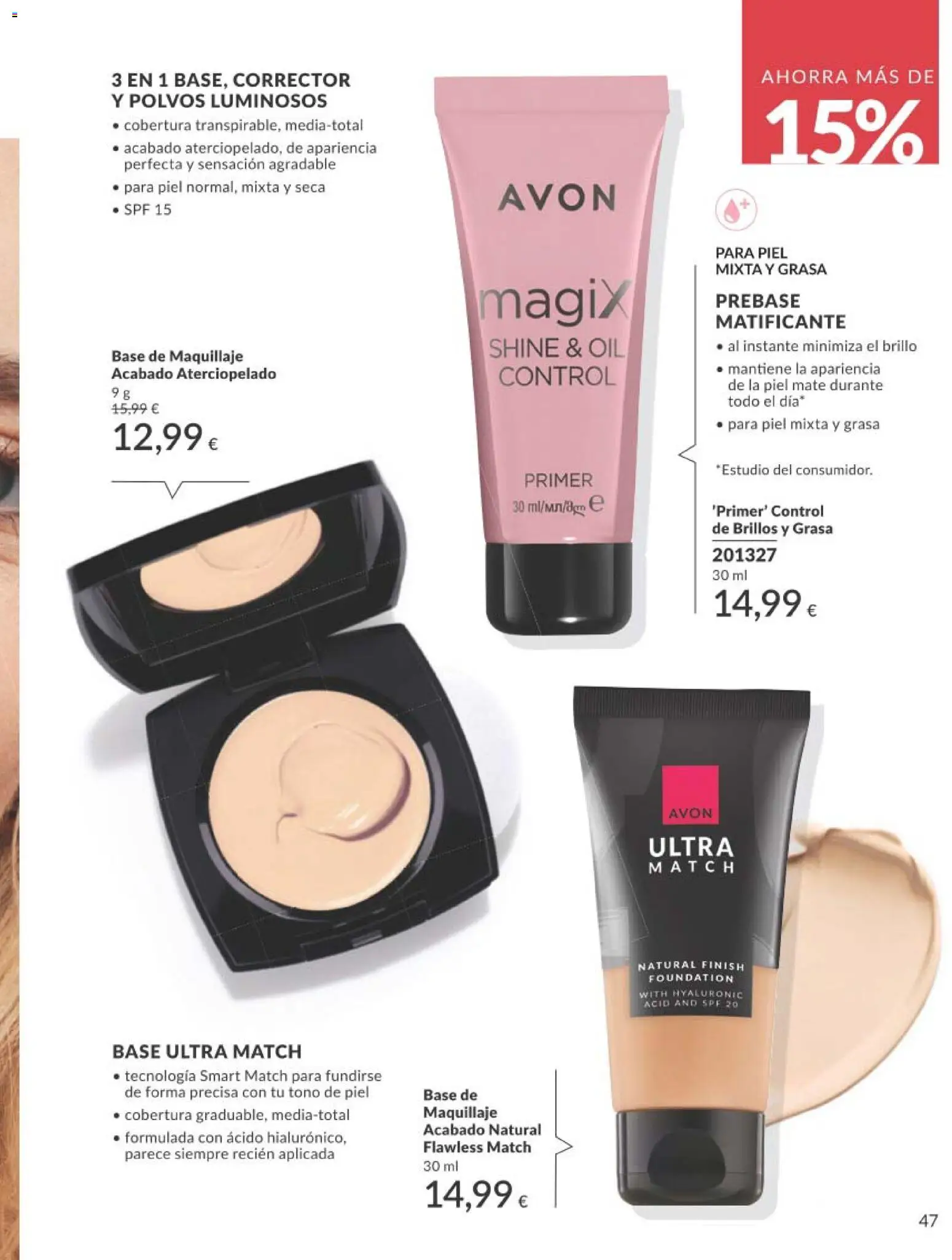 Catálogo AVON campaña 1 │ válido desde el 01.01.2026 | Página: 47 | Productos: Maquillaje, Corrector, Base de maquillaje