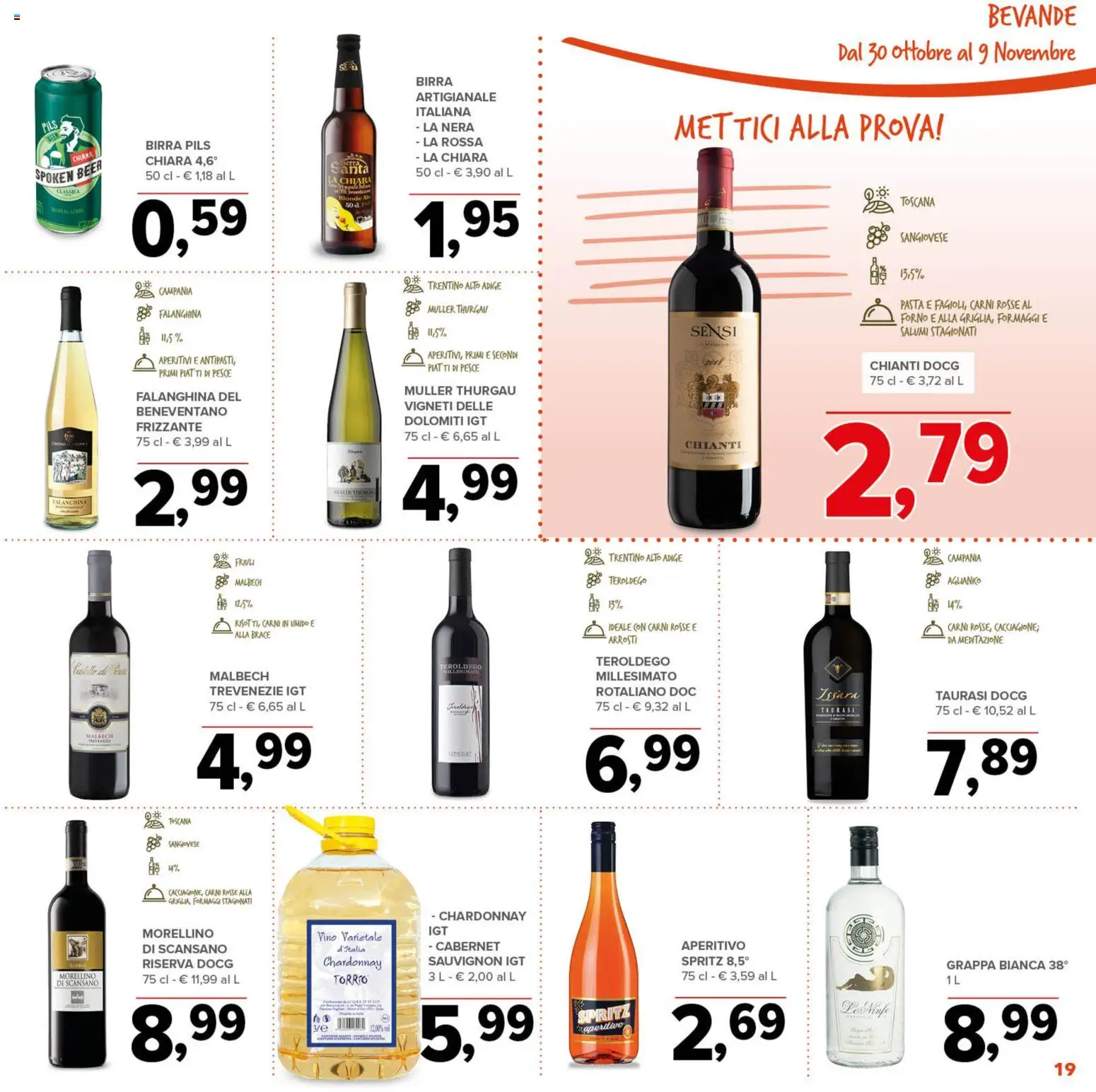 Volantino Todis del 30.10.2025 | Pagina: 19 | Prodotti: Birra, Vino, Pasta, Forno