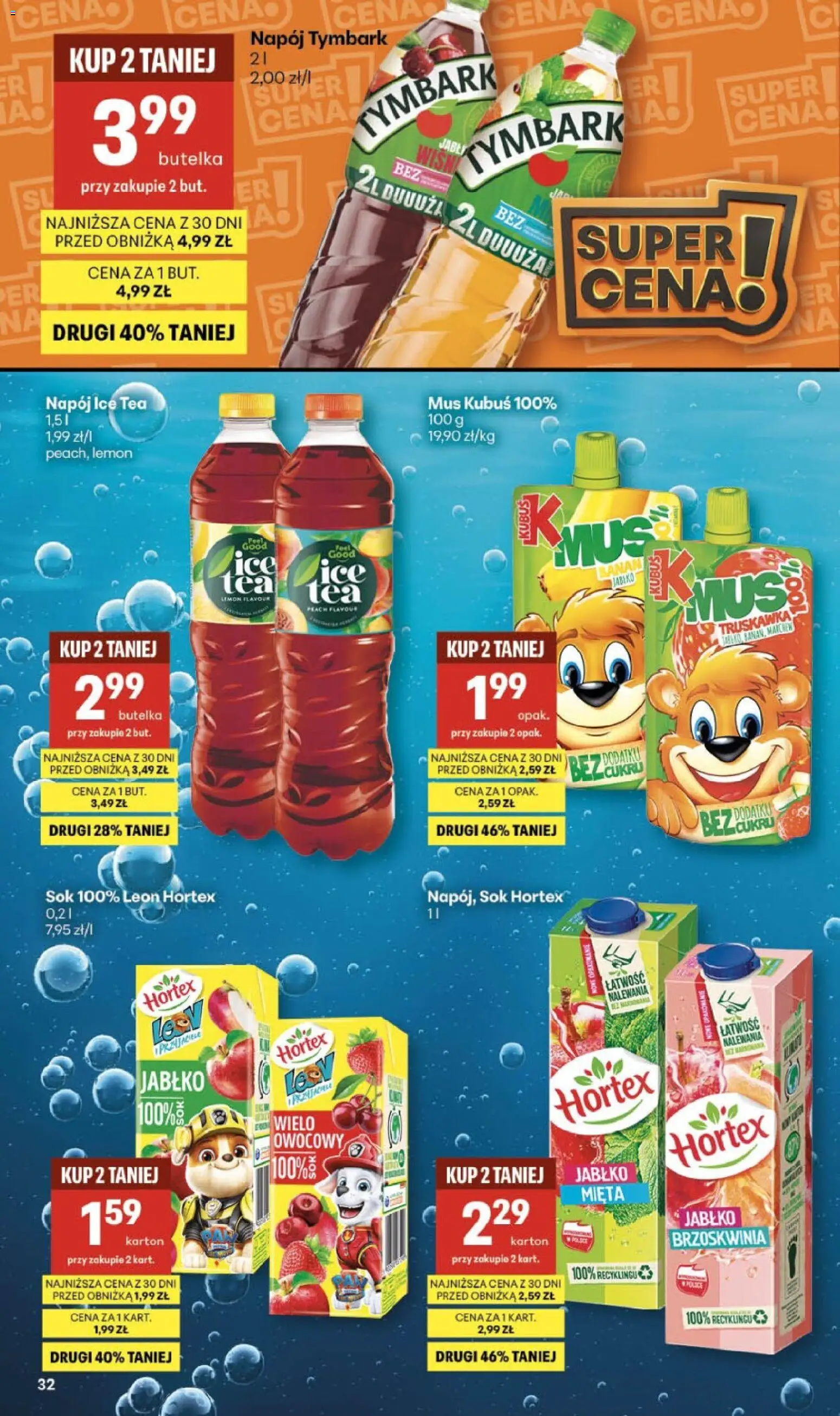 Delikatesy Centrum gazetka - Sklepy Własne od 05.03.2026 | Strona: 32 | Produkty: Brzoskwinia, Ice Tea, Mięta, Sok