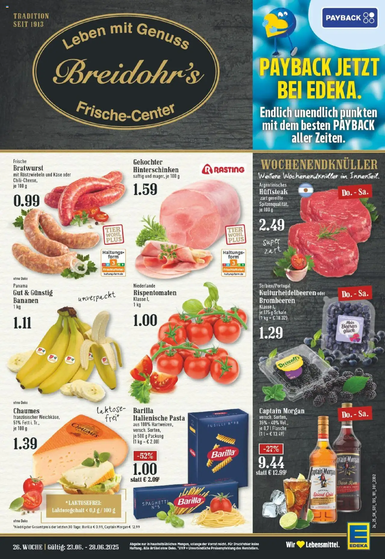 Edeka prospekt Hilden	 - gültig ab dem 22.06.2025 | Seite: 1 | Produkte: Barilla, Bratwurst, Bananen, Pasta