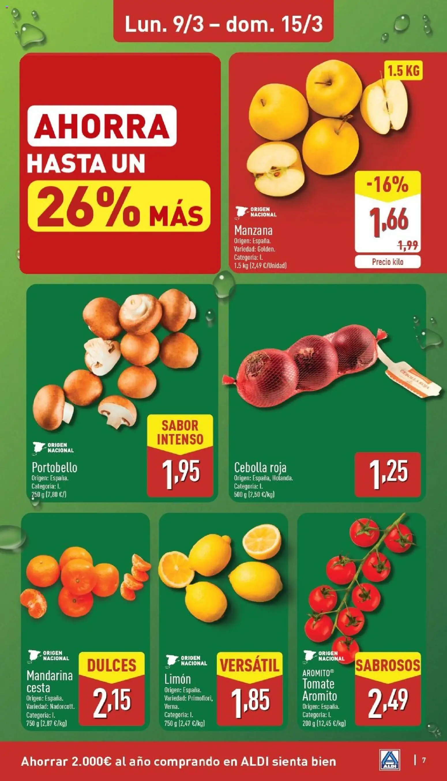 Aldi folleto Canarias │ válido desde el 09.03.2026 | Página: 7 | Productos: Manzana, Apple, Παγωμένο τσάι, Cesta