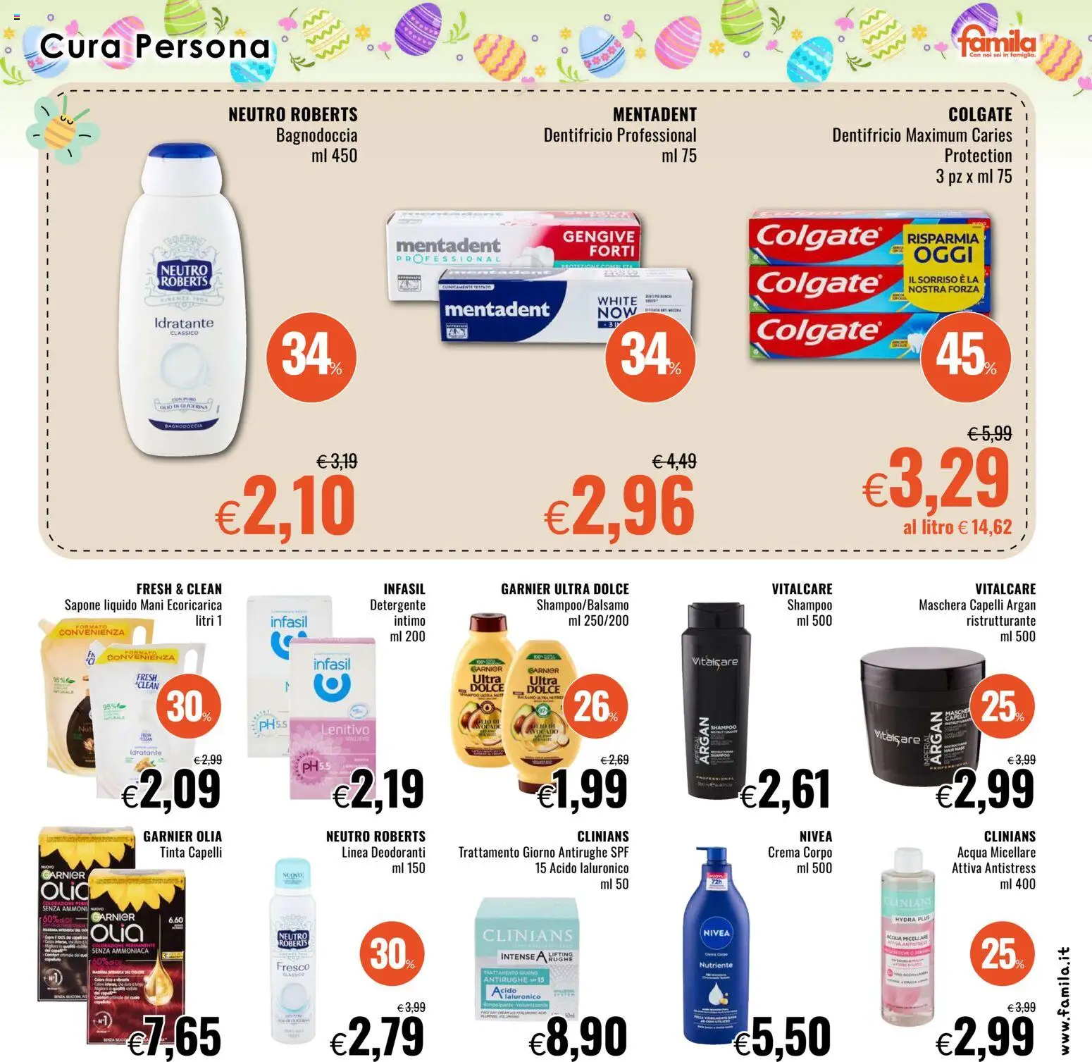 Volantino Famila del 26.03.2026 | Pagina: 21 | Prodotti: Shampoo, Crema, Maschera, Dentifricio
