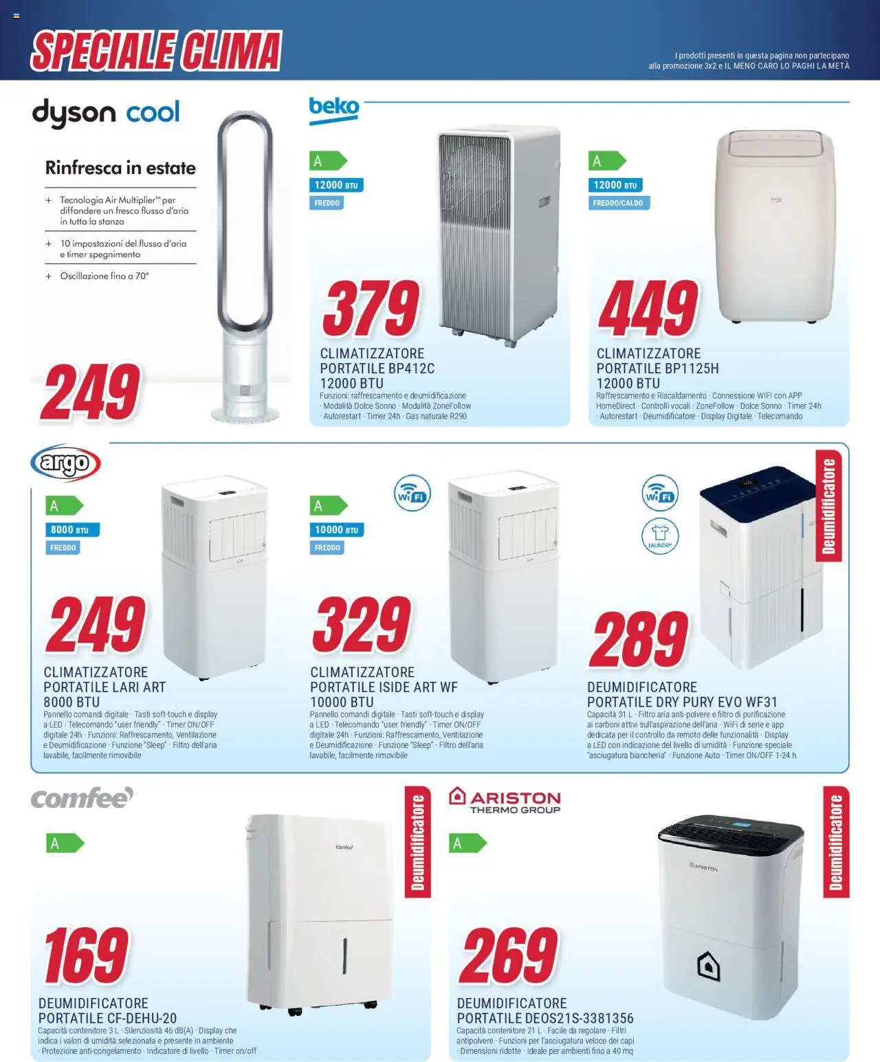 Volantino Trony del 03.07.2025 | Pagina: 27 | Prodotti: Climatizzatore, Deumidificatore, Telecomando, Contenitore