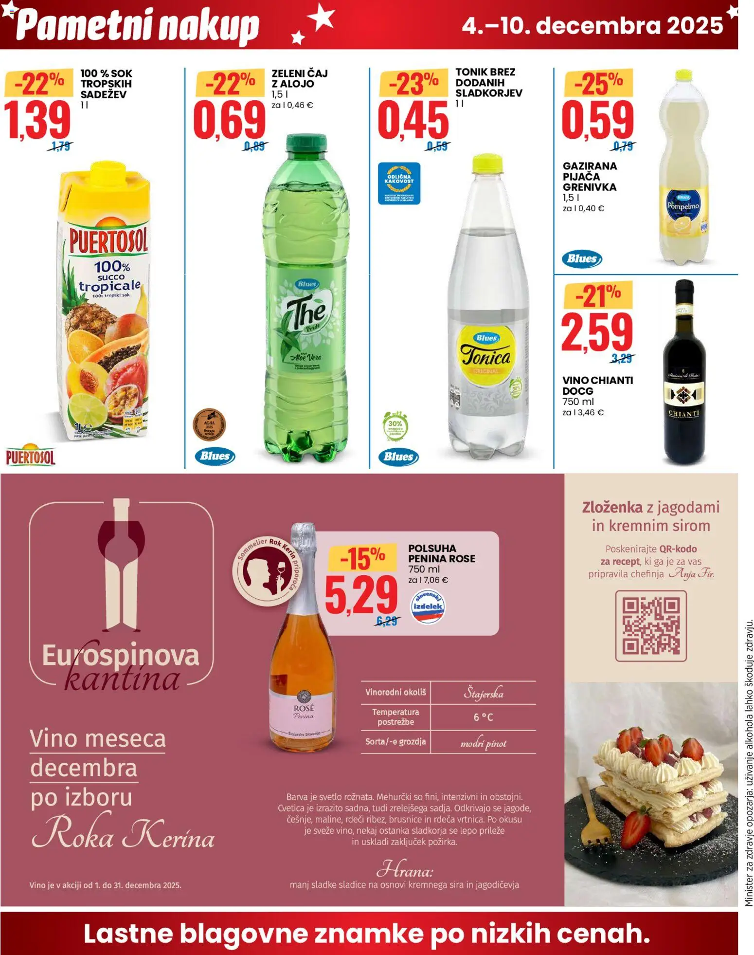 Novi Eurospin katalog ponudbe – veljaven od 04.12.2025 | Stran: 8 | Izdelki: Penina, Sok, Tonik, Grenivka