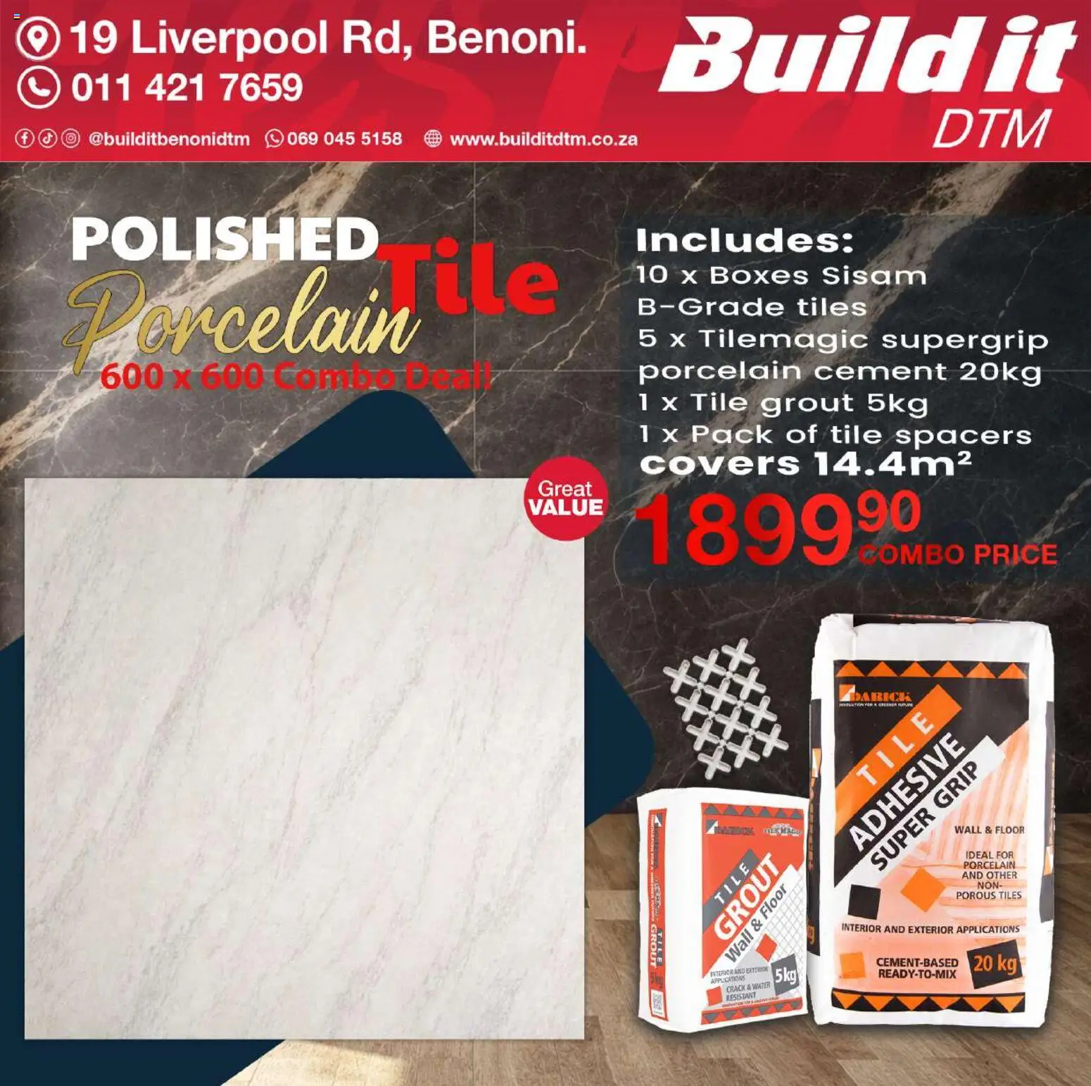 New Build It catalogue – valid from 19.03.2026 | Page: 3 | Products: Tile grout, Adhesive, Water, Cement
