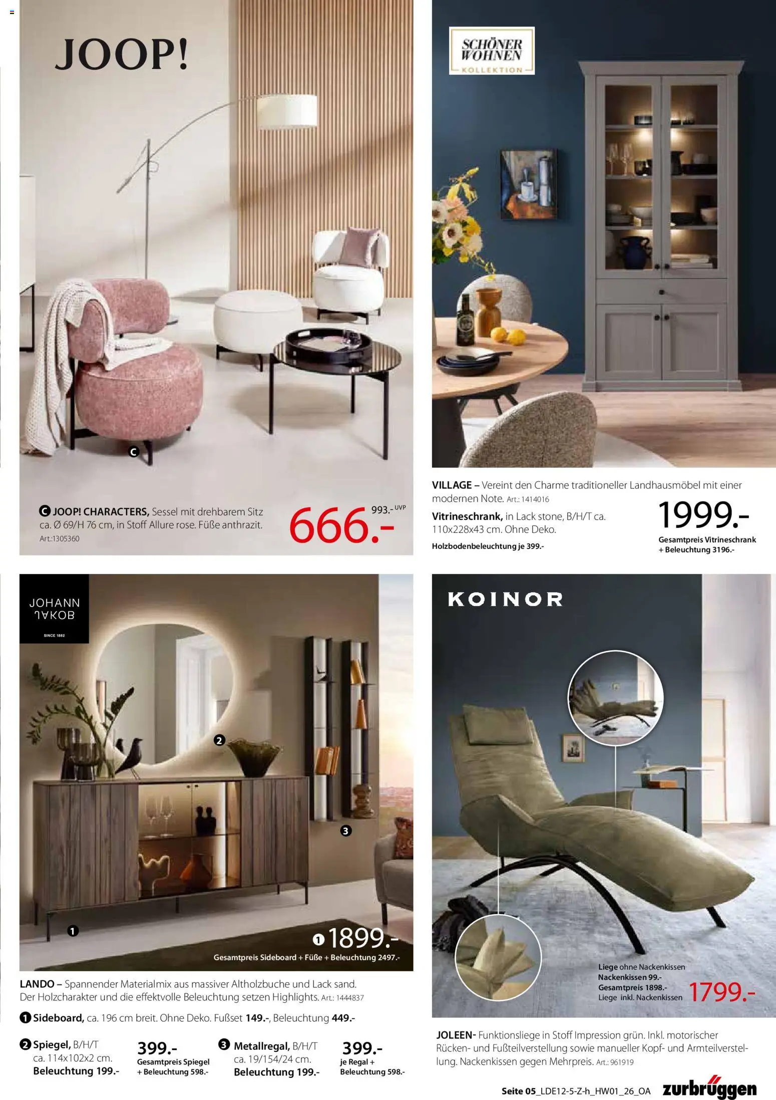 Zurbrüggen  Hochwert-Spezial – gültig ab 29.12.2025 | Seite: 9 | Produkte: Sideboard, Sessel, Regal, Spiegel