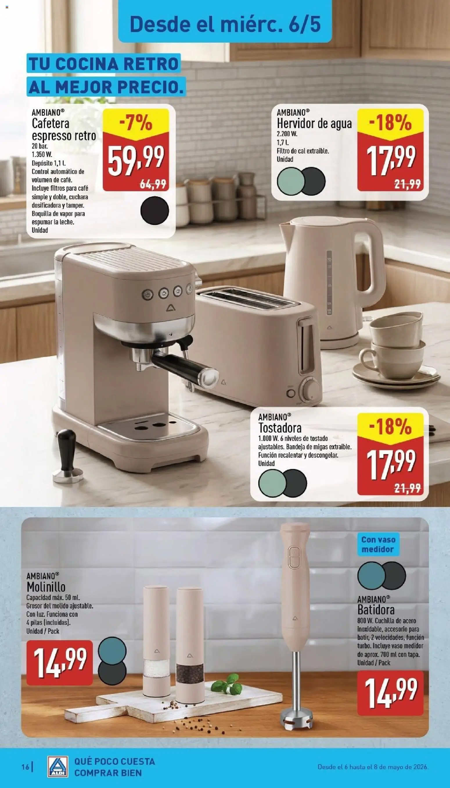Aldi folleto Península │ válido desde el 04.05.2026 | Página: 16 | Productos: Café, Cocina, Batidora, Tostadora