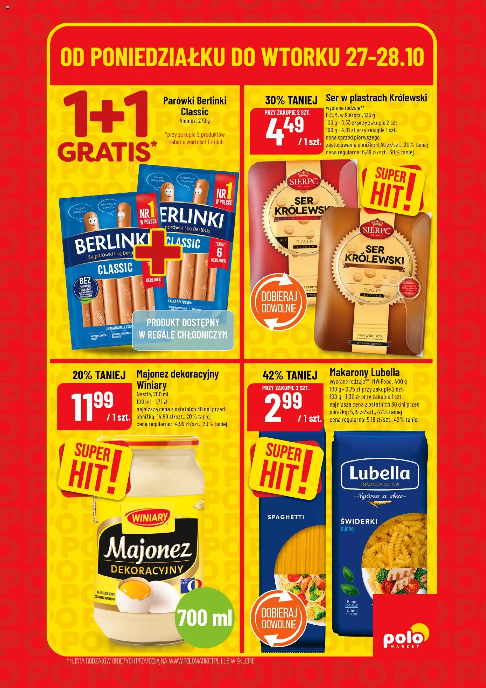 POLOmarket Gazetka - Super Hity od 27.10.2025 | Strona: 5 | Produkty: Parówki, Ser, Makarony, Majonez