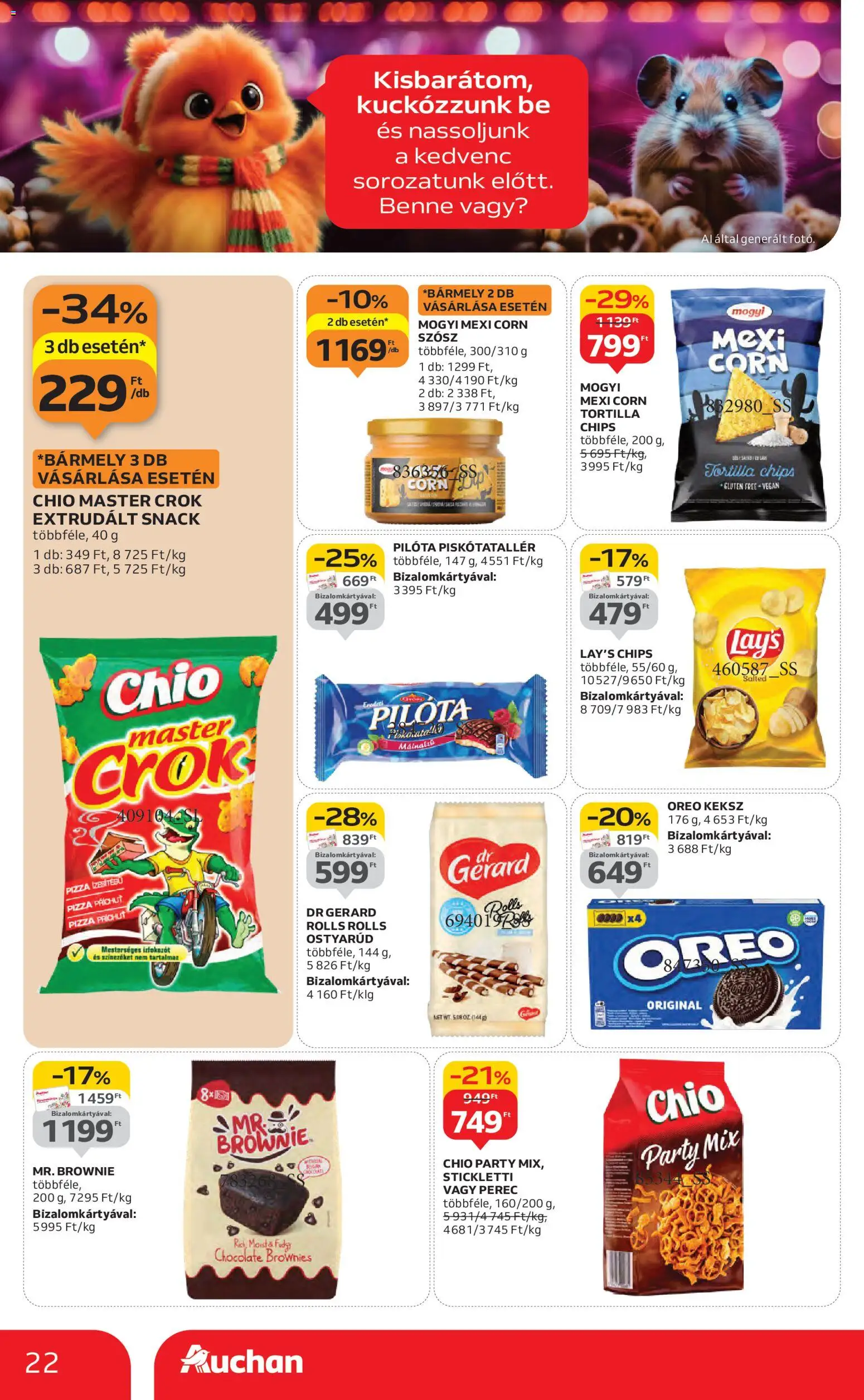 Auchan akciós ujság - amely érvényes a következő dátumtól: 30.10.2025 | Oldal: 22 | Termékek: Tortilla, Pizza, Vegán, Brownie