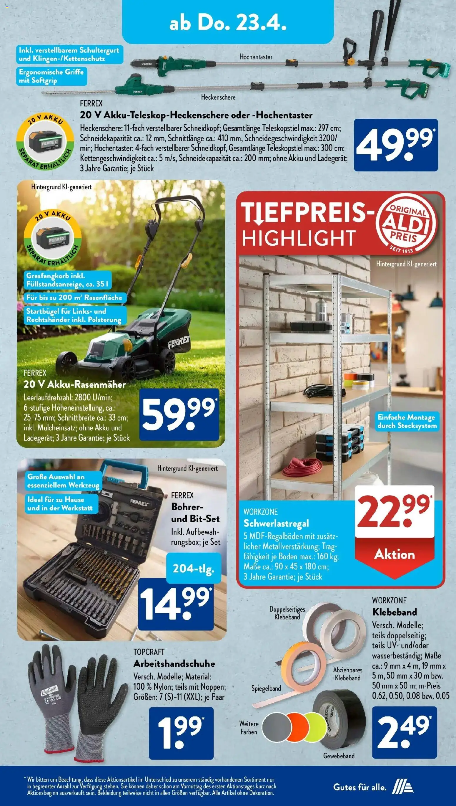 Aldi Süd Aktuelle Wochenangebote – gültig ab 20.04.2026 | Seite: 19 | Produkte: Bekleidung, Schwerlastregal